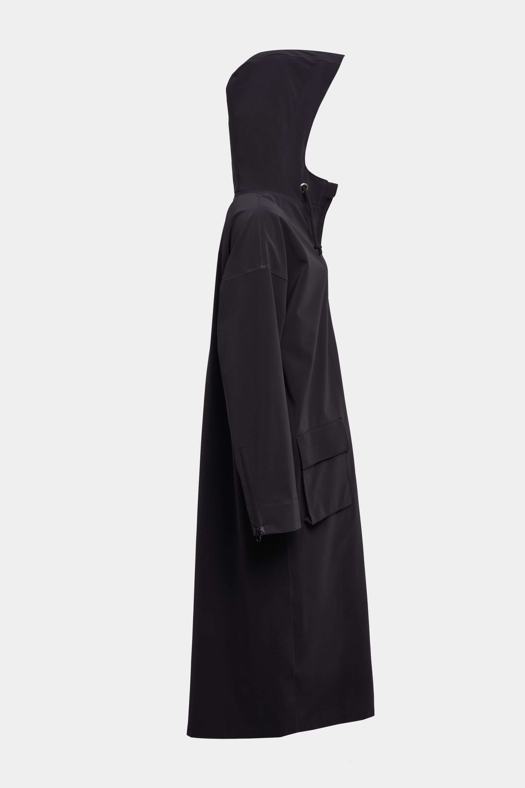 stutterheim sandviken long matte zip raincoat black women jackets raincoats