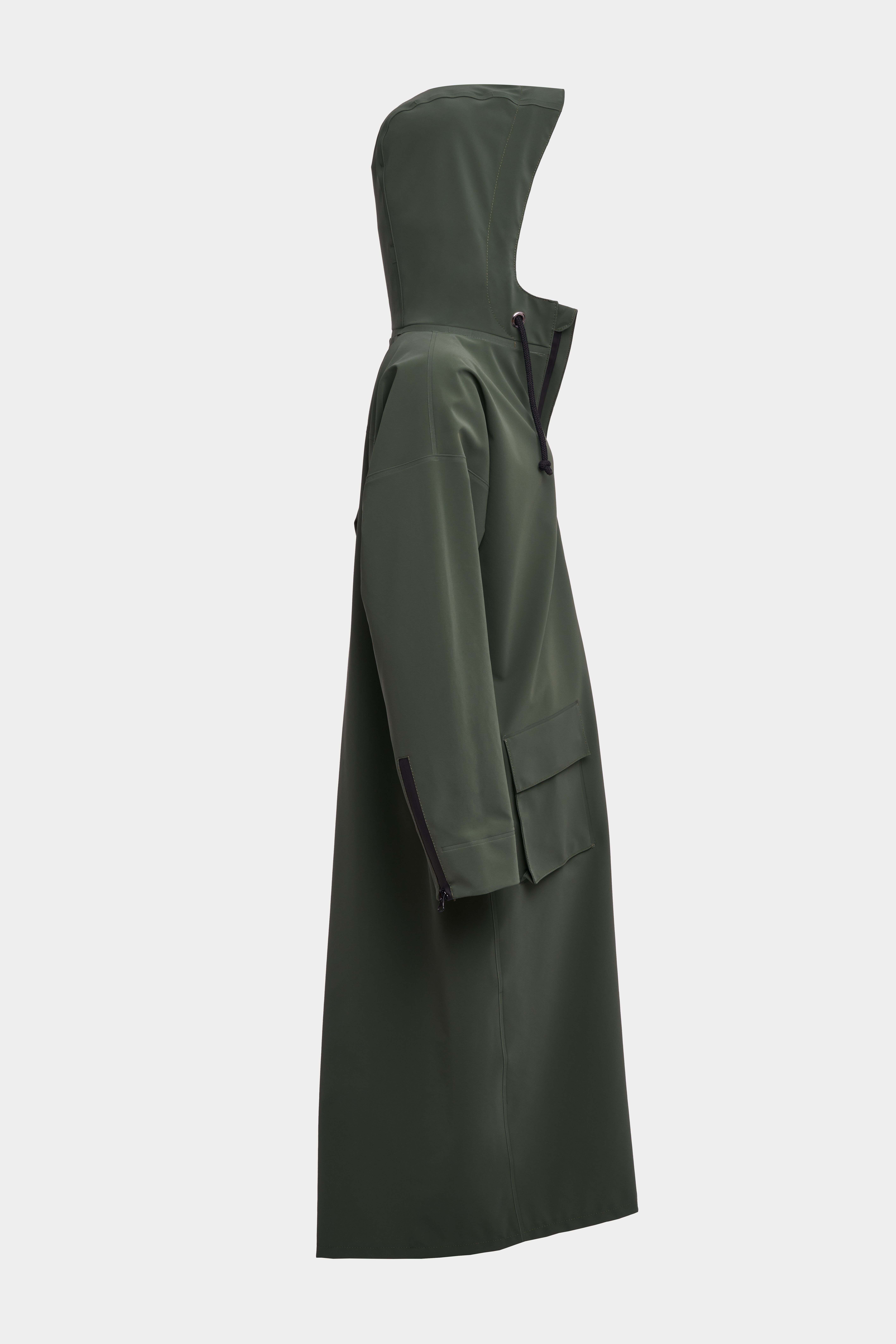Sandviken Long Matte Zip Raincoat Green | STUTTERHEIM US