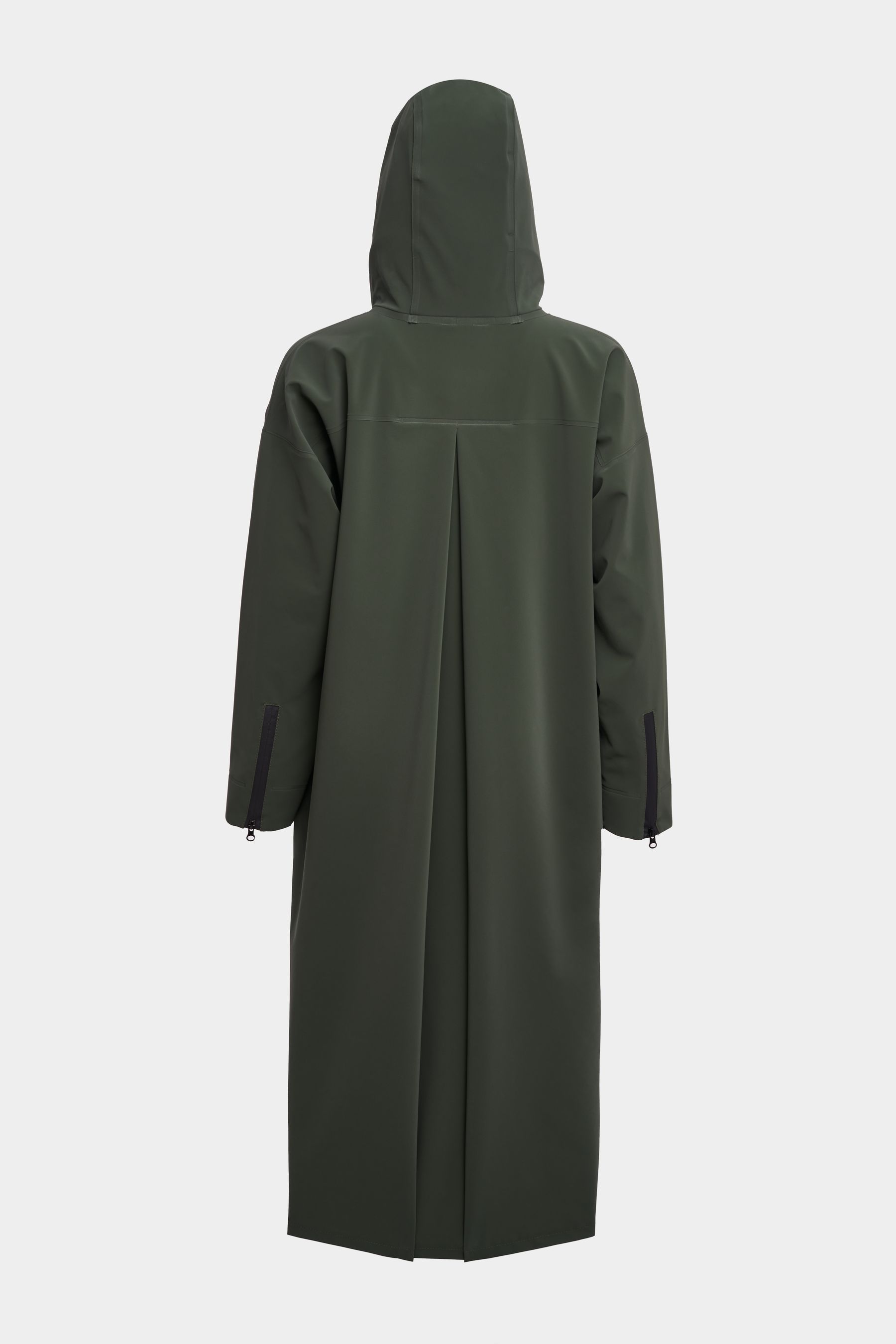 stutterheim sandviken long matte zip raincoat green women jackets long-raincoats