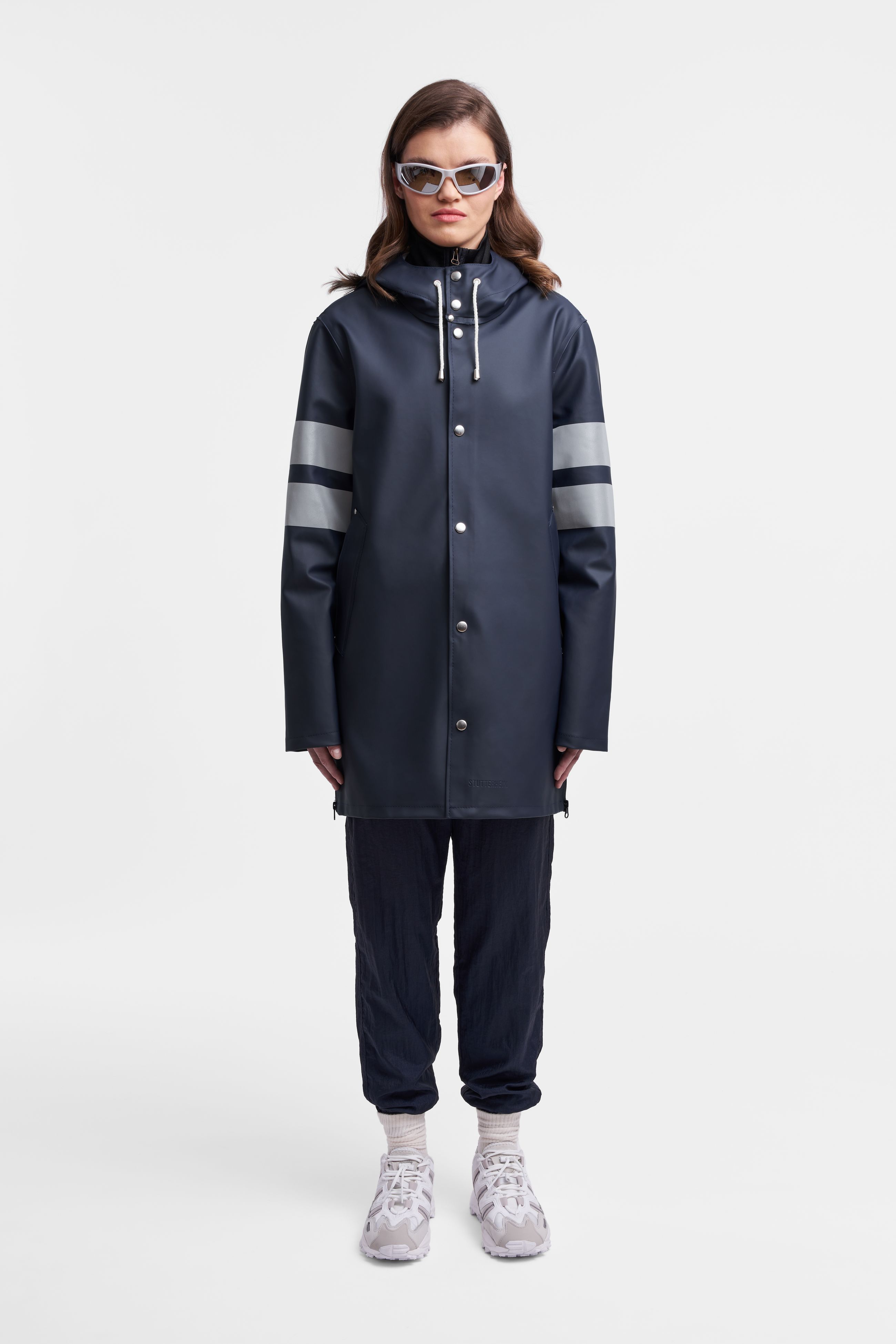 stutterheim stockholm bike raincoat navy women jackets raincoats