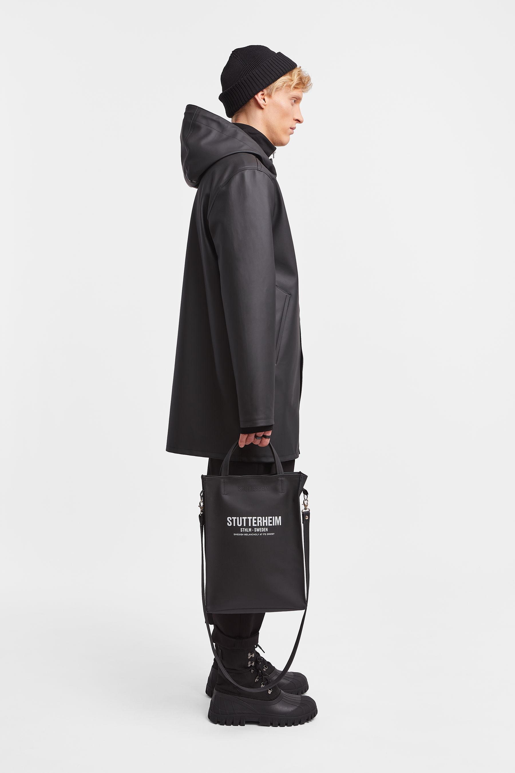 stutterheim stockholm raincoat black men jackets raincoats