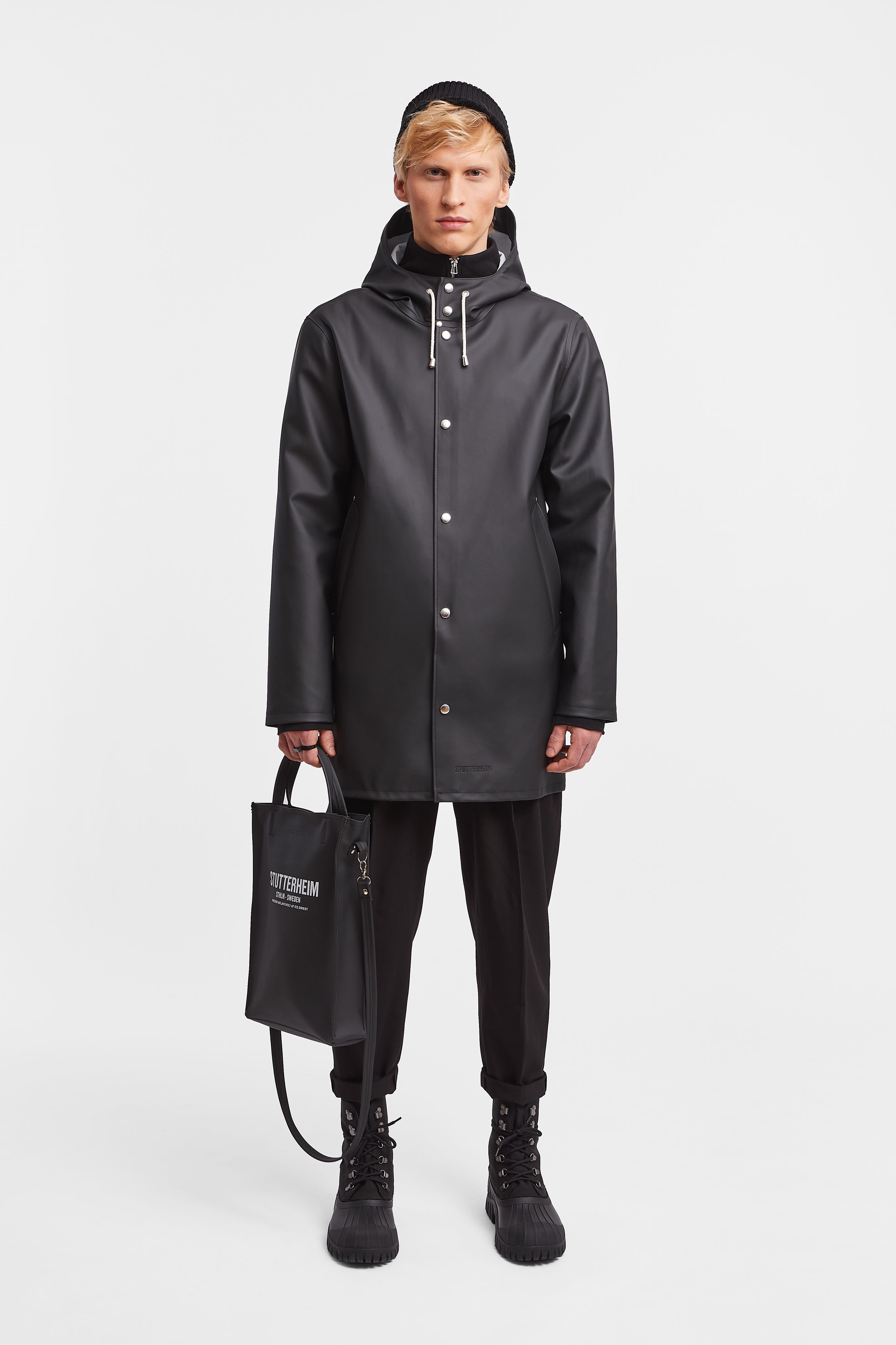 stutterheim stockholm raincoat black men jackets raincoats