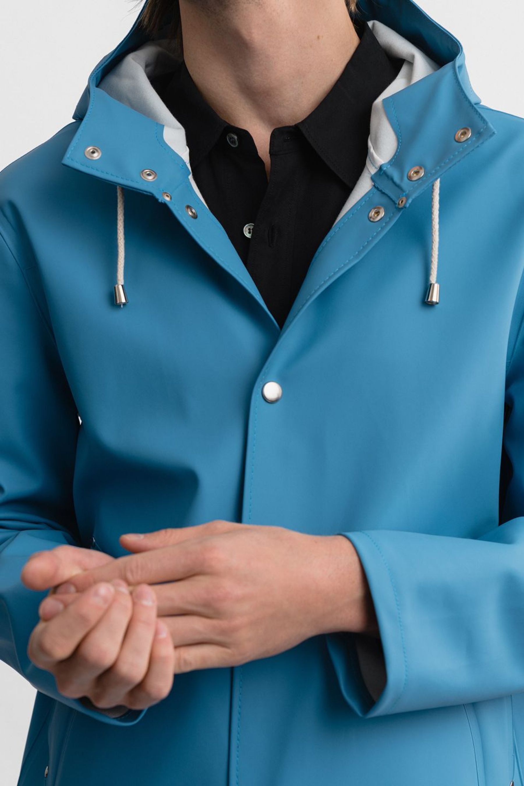 stutterheim stockholm raincoat blue fog men jackets raincoats
