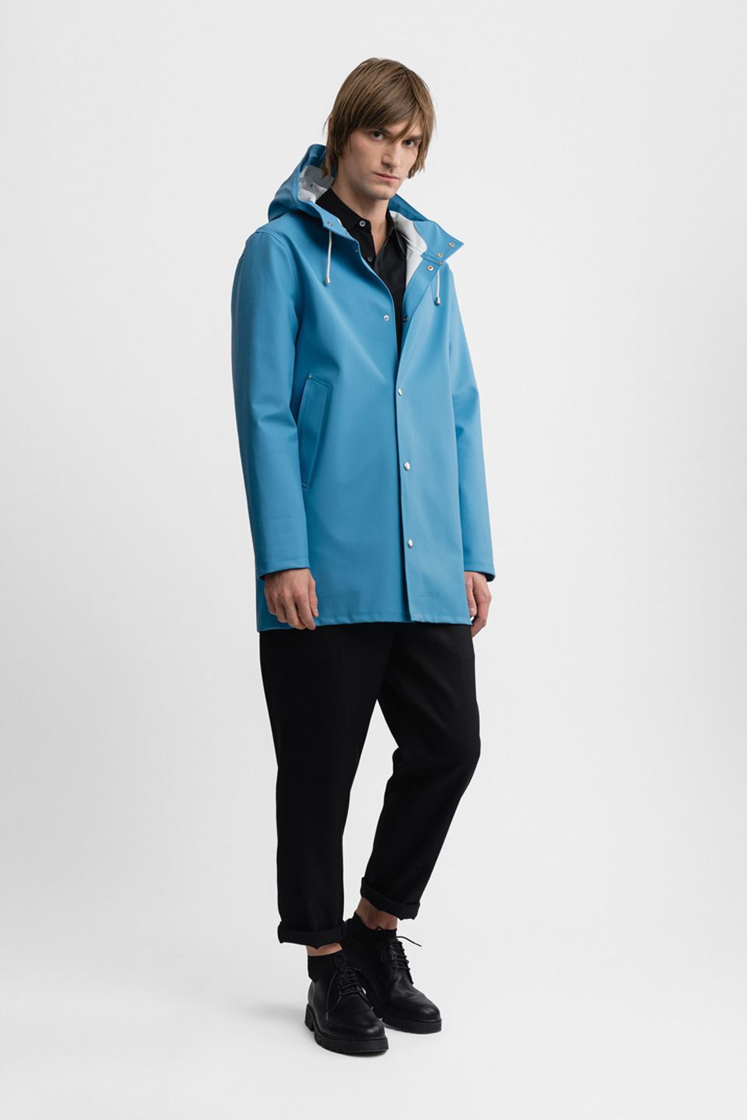 stutterheim stockholm raincoat blue fog men jackets raincoats