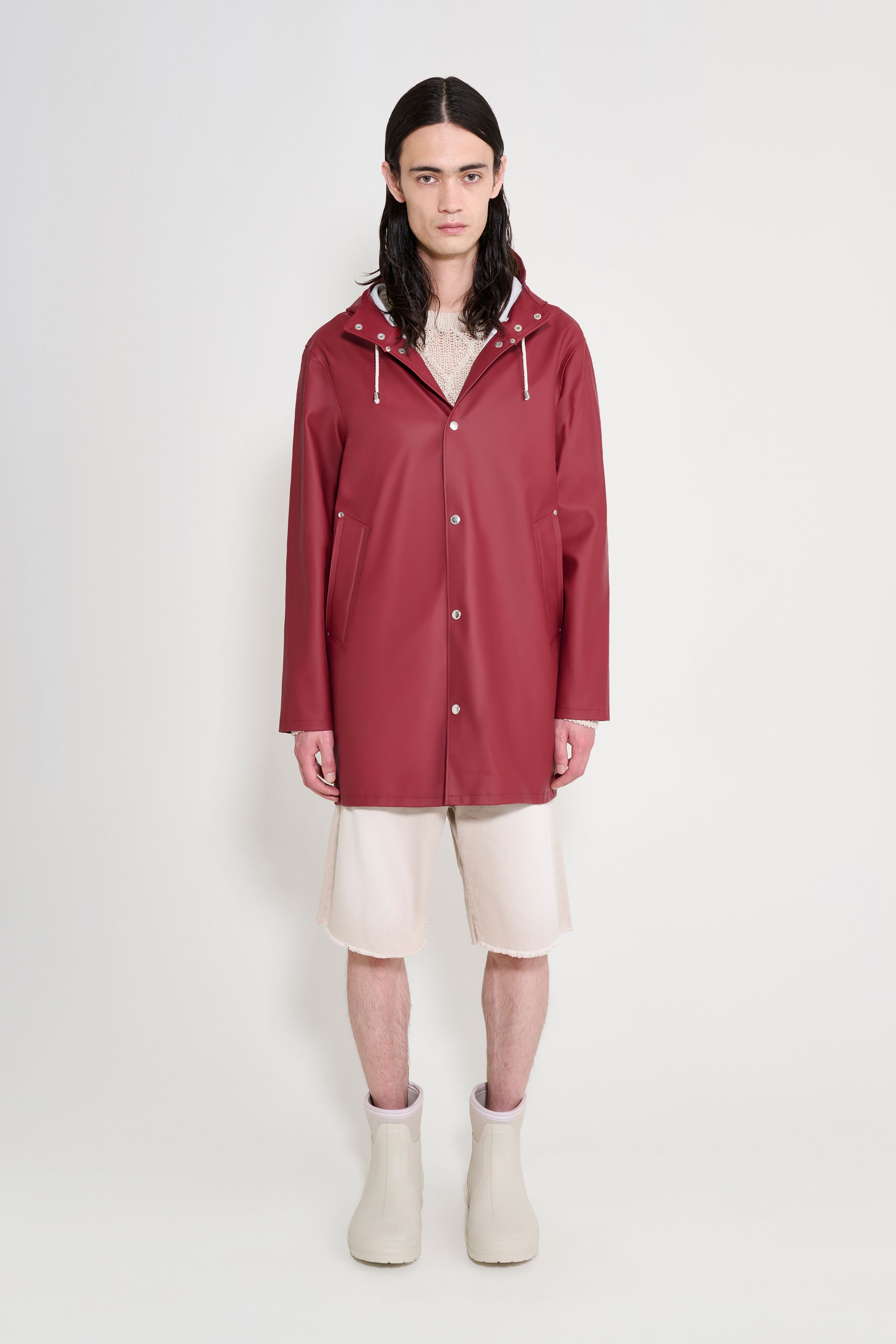 stutterheim stockholm original raincoat burgundy men jackets