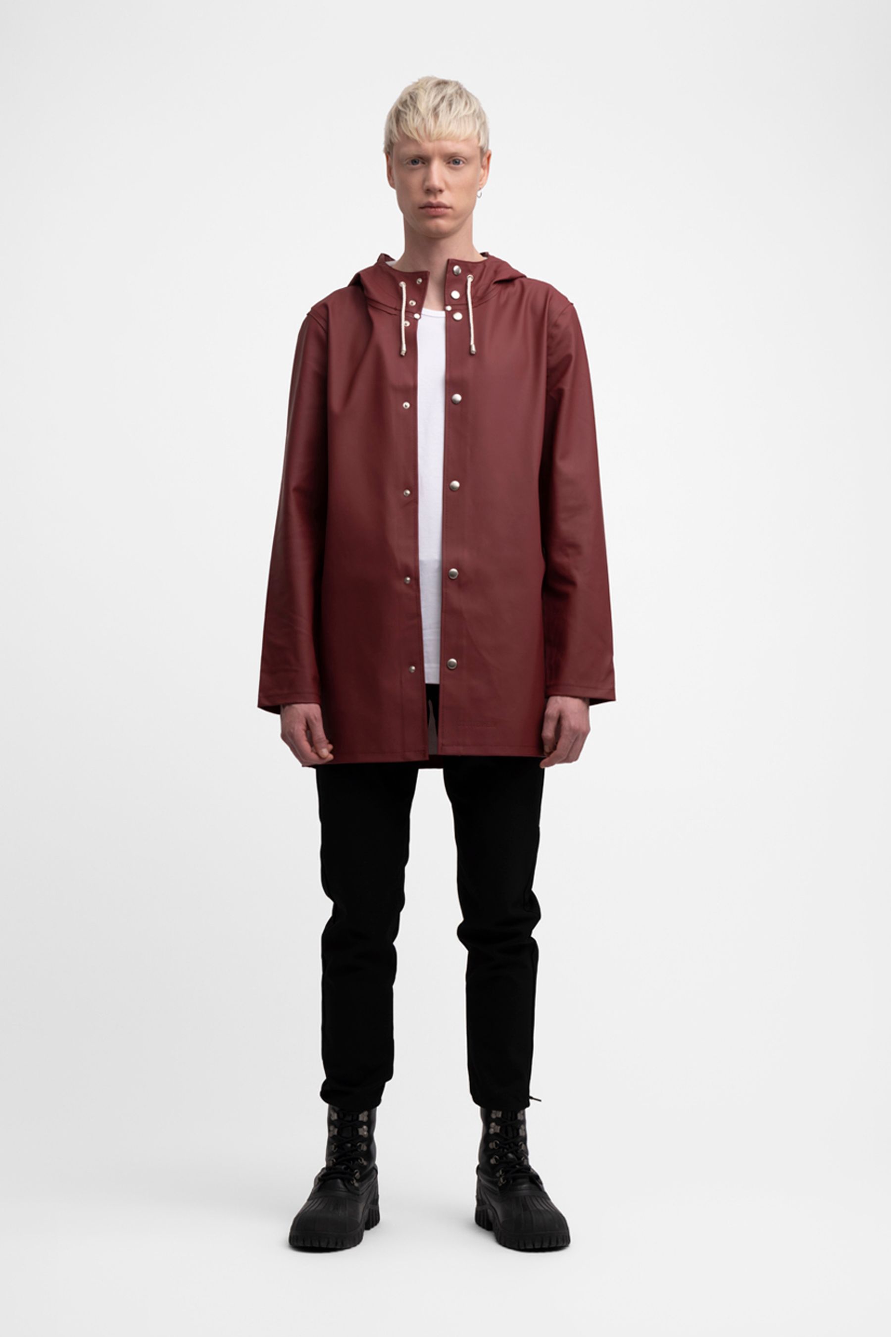 stutterheim stockholm raincoat burgundy men jackets raincoats