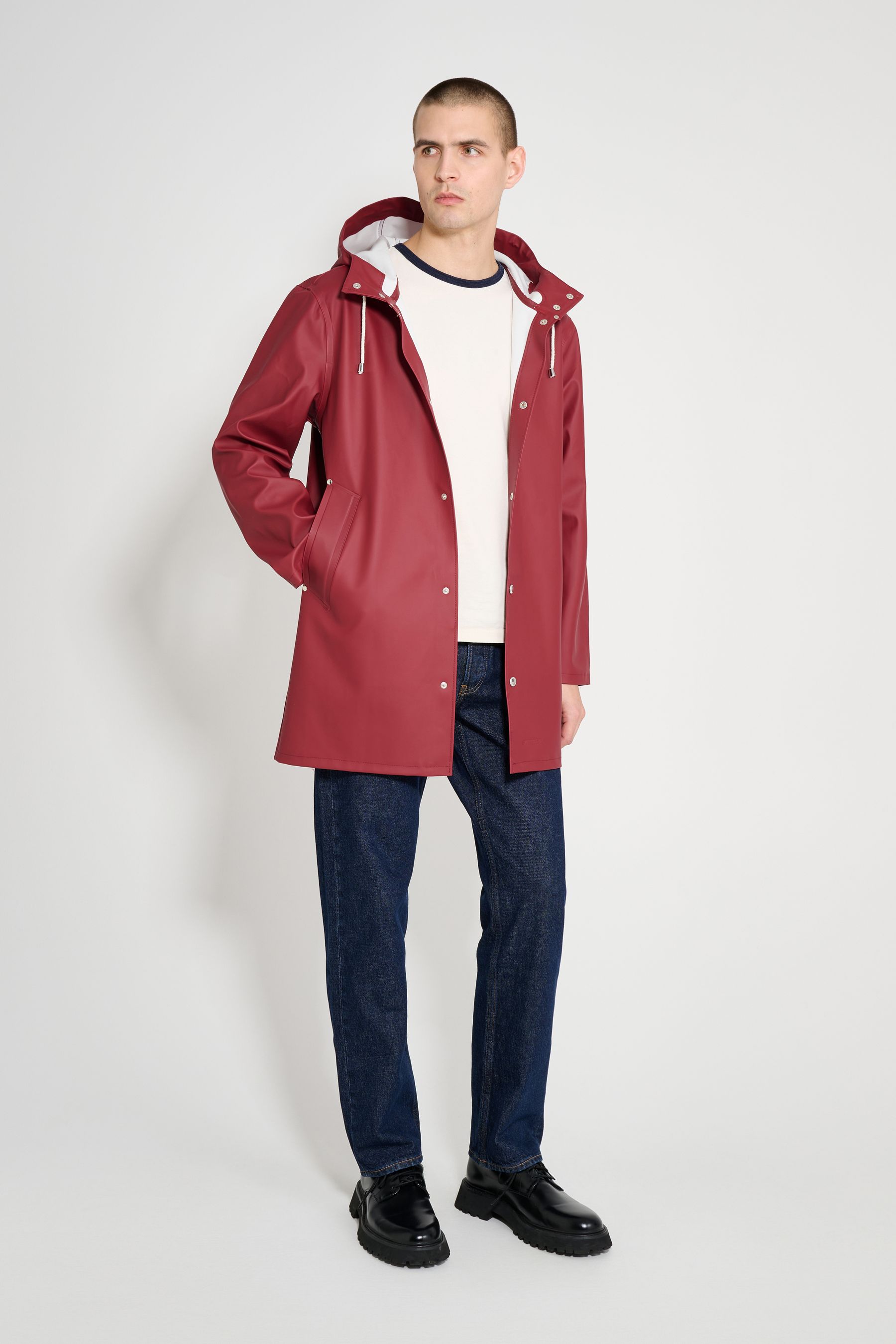 stutterheim stockholm raincoat burgundy men jackets