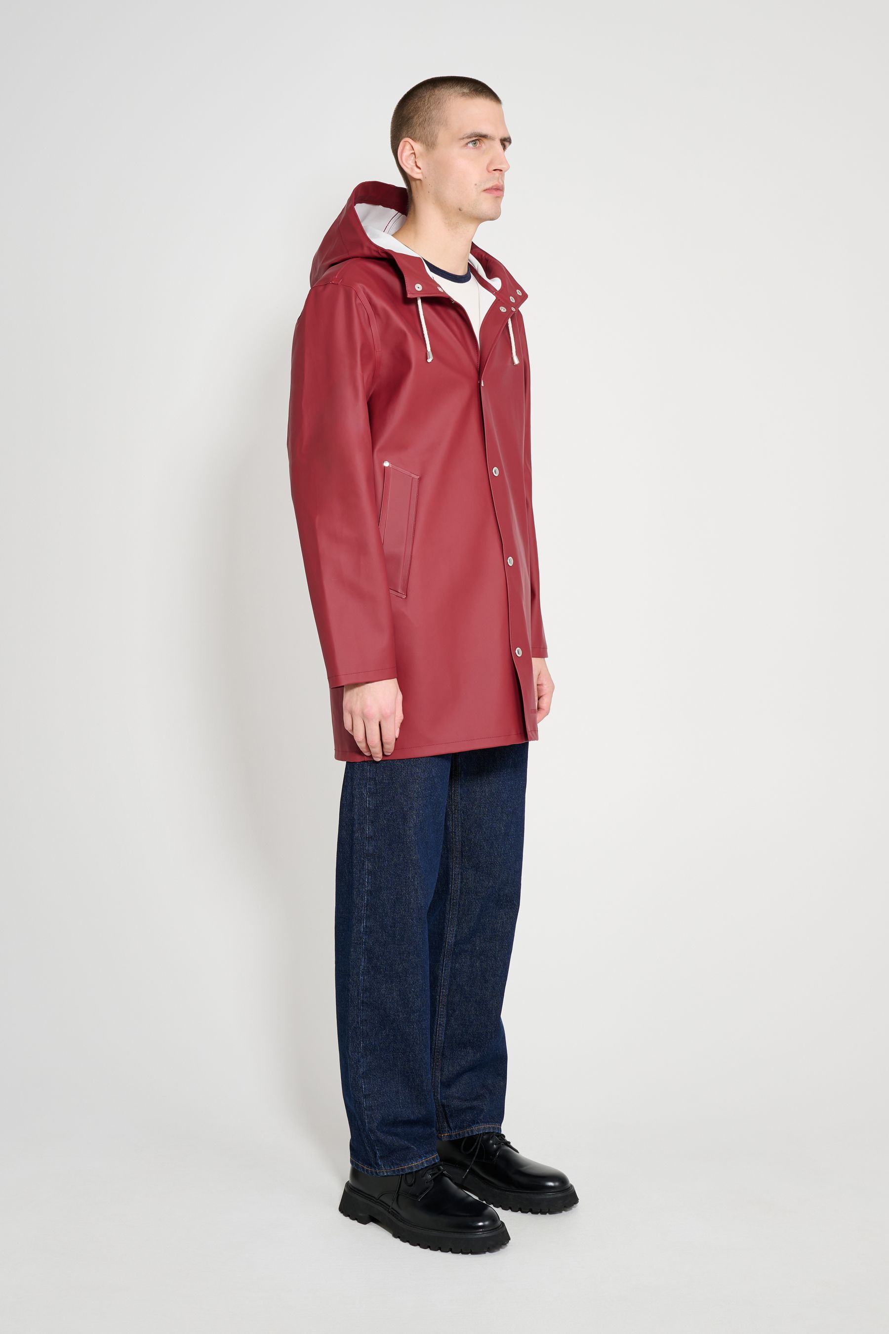 stutterheim stockholm raincoat burgundy men jackets