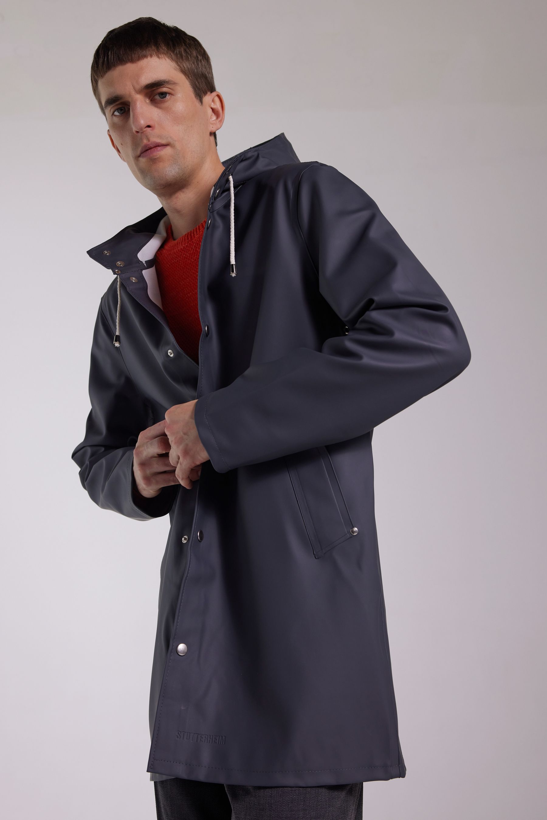 stutterheim stockholm raincoat charcoal men jackets raincoats