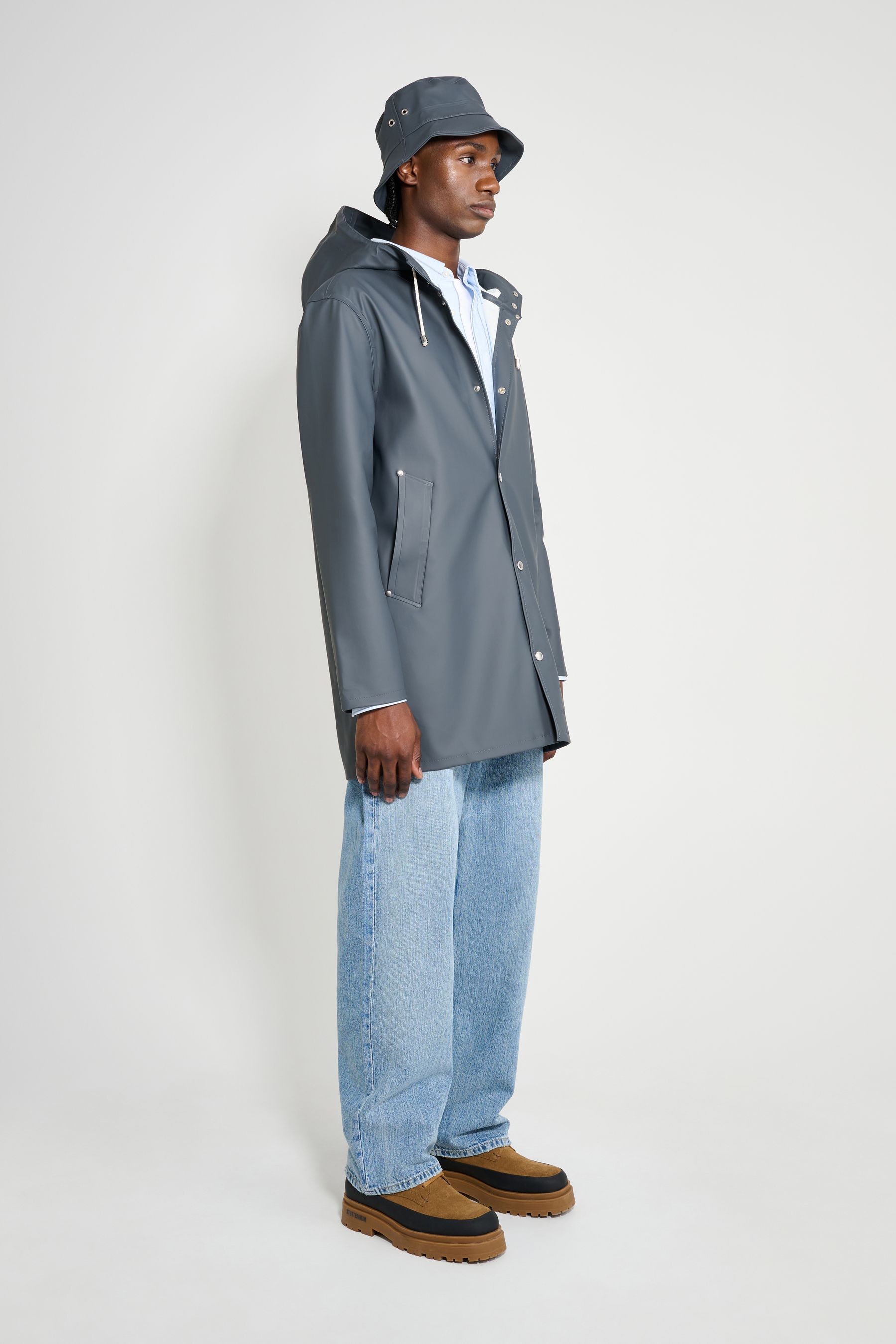 stutterheim stockholm raincoat charcoal men jackets raincoats