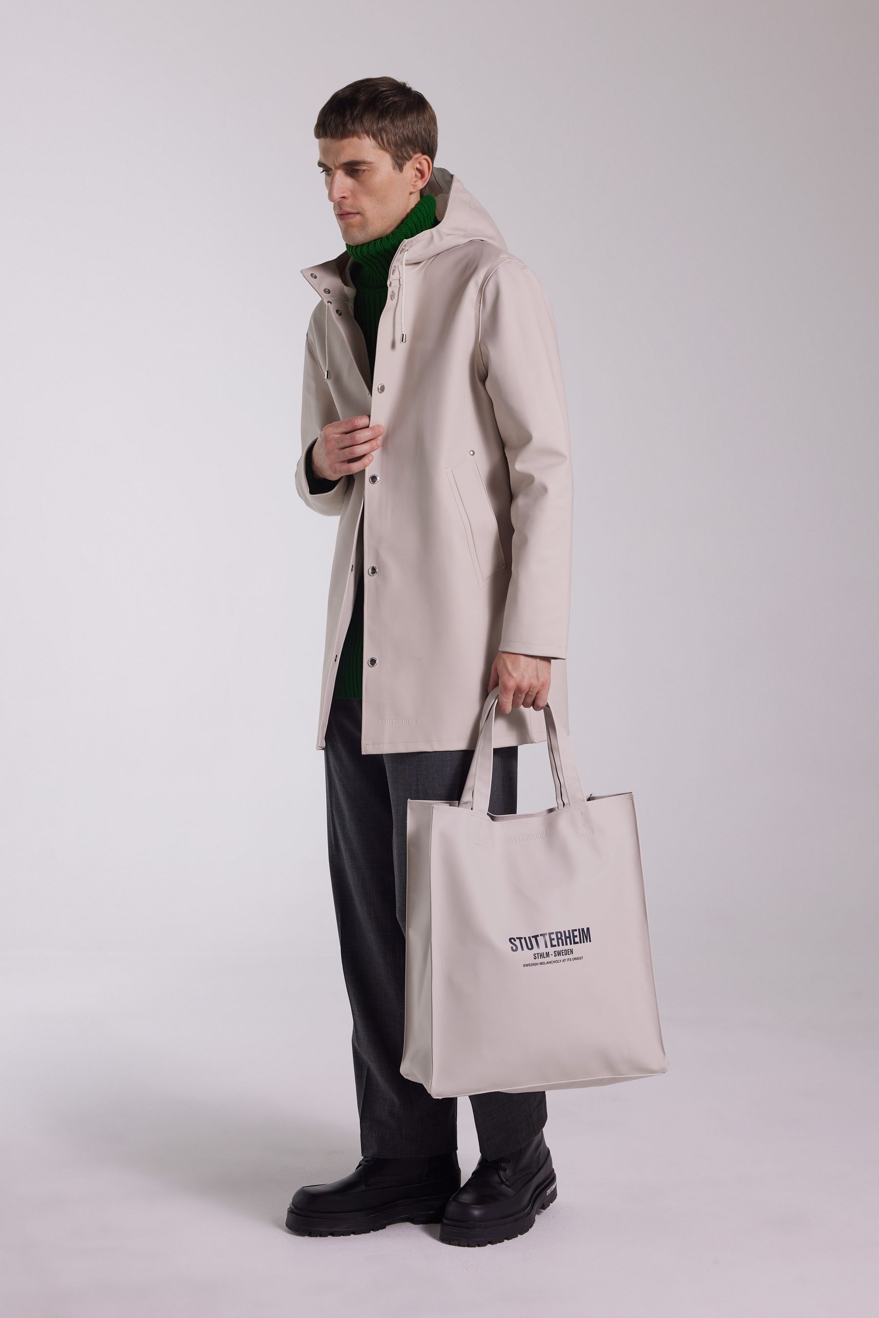 stutterheim stockholm raincoat light sand men jackets raincoats