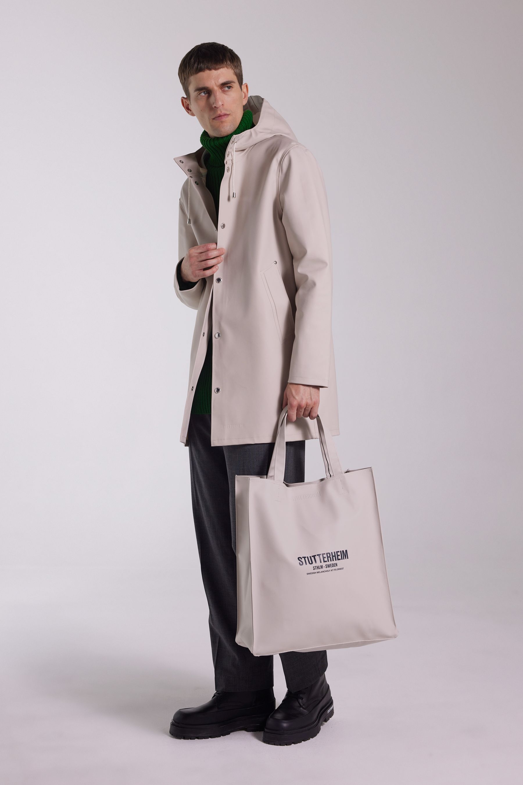 stutterheim stockholm raincoat light sand men jackets raincoats