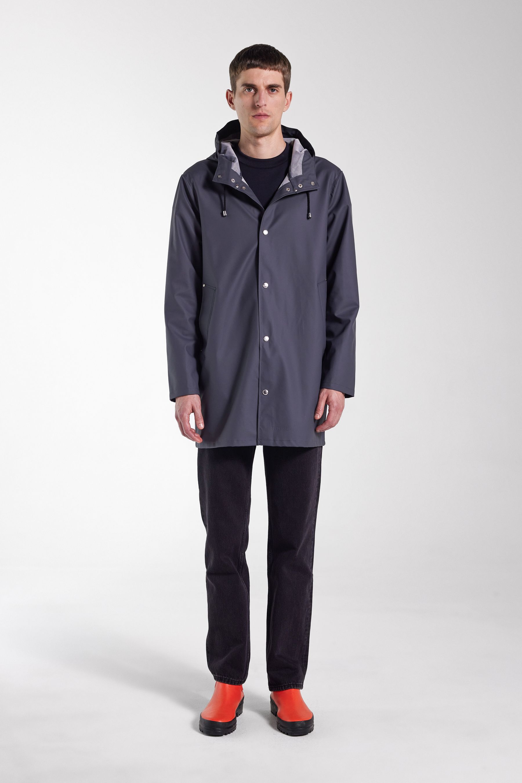 stutterheim stockholm lightweight raincoat charcoal men jackets raincoats