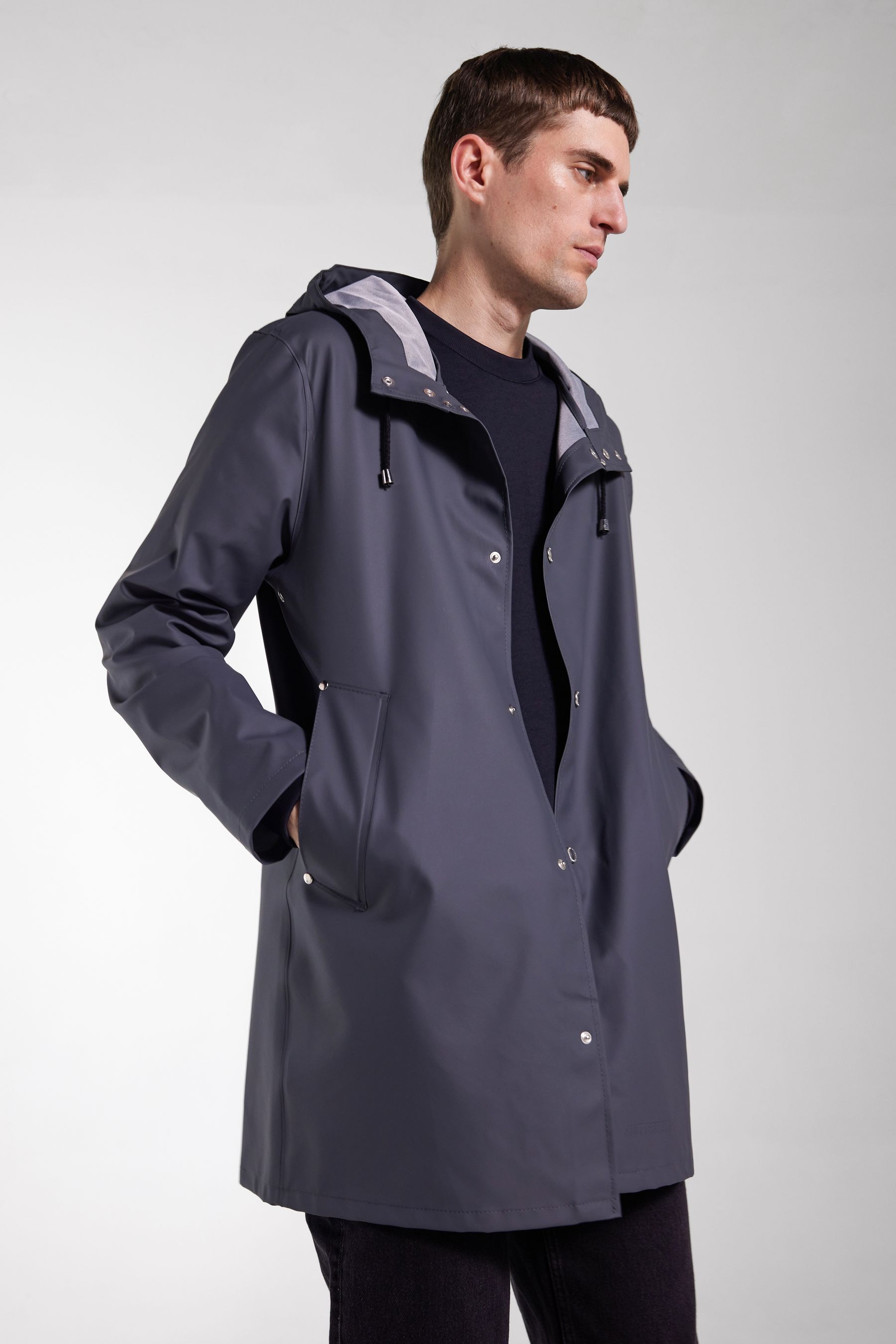 stutterheim stockholm lightweight raincoat charcoal men jackets raincoats