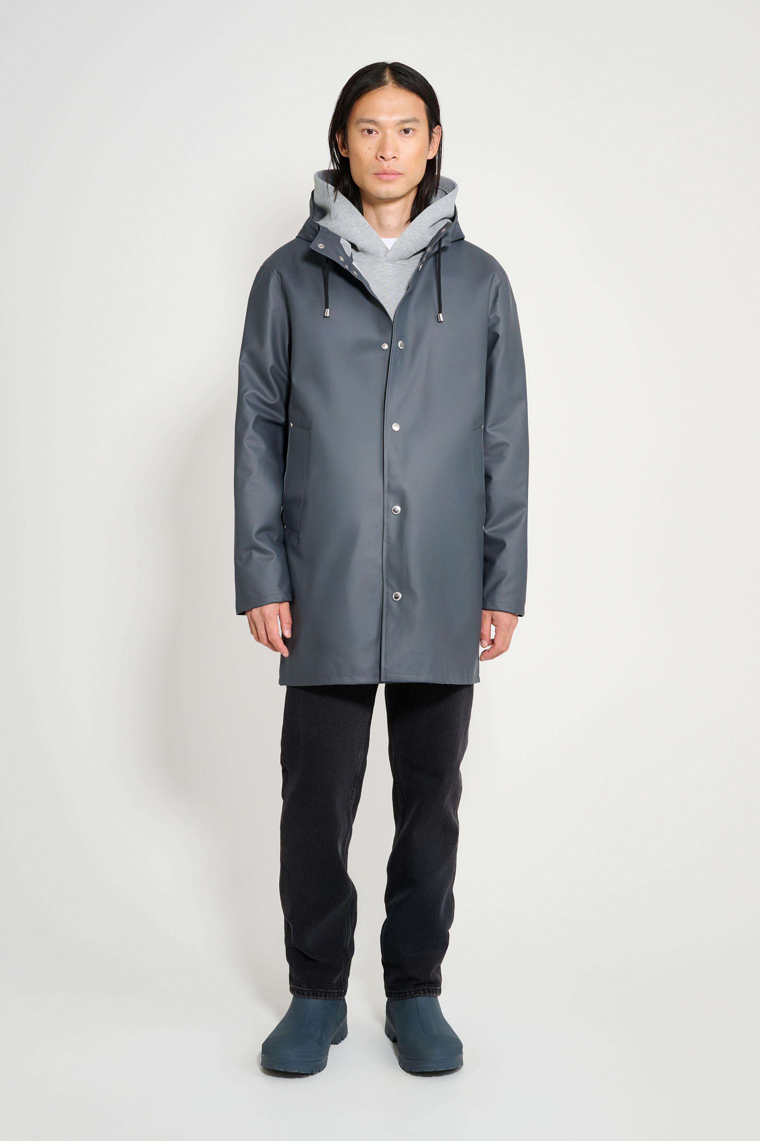 stutterheim stockholm lightweight raincoat charcoal men jackets raincoats