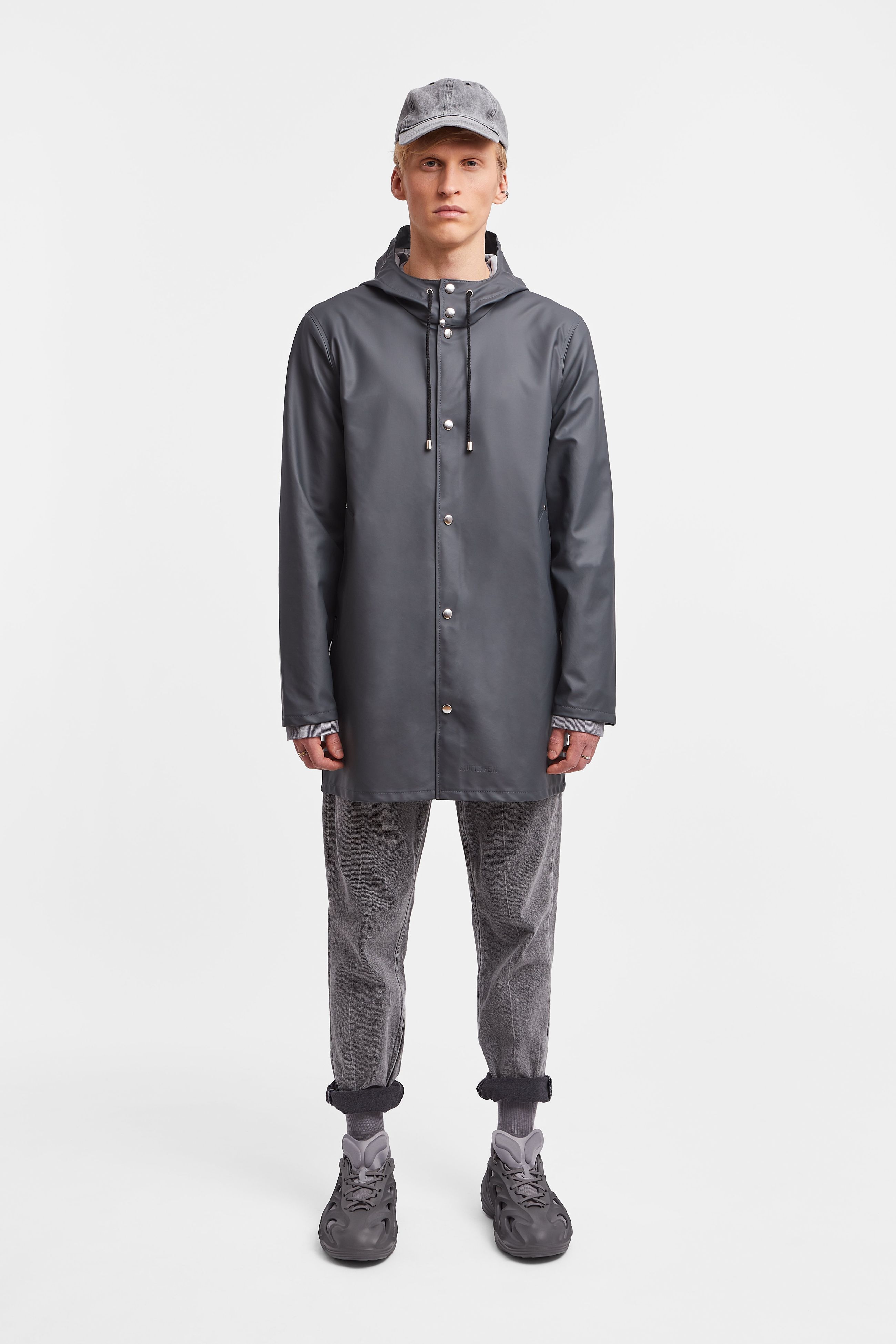 stutterheim stockholm lightweight raincoat charcoal men jackets raincoats