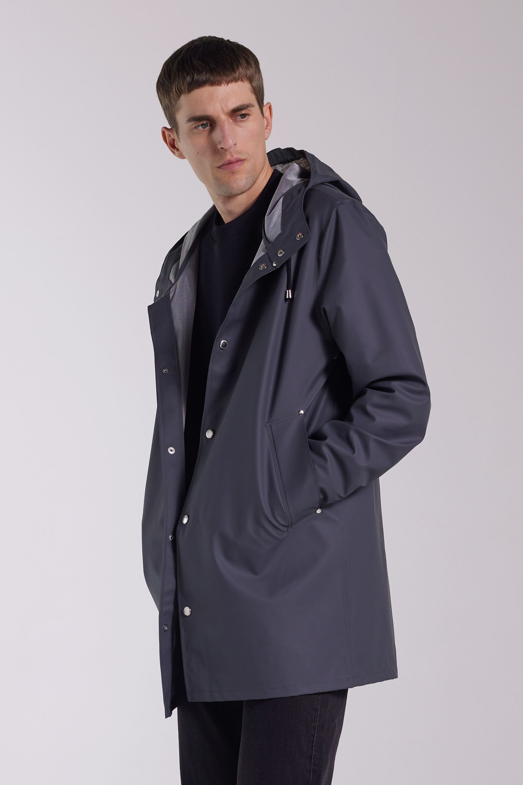 stutterheim stockholm lightweight raincoat charcoal men jackets raincoats