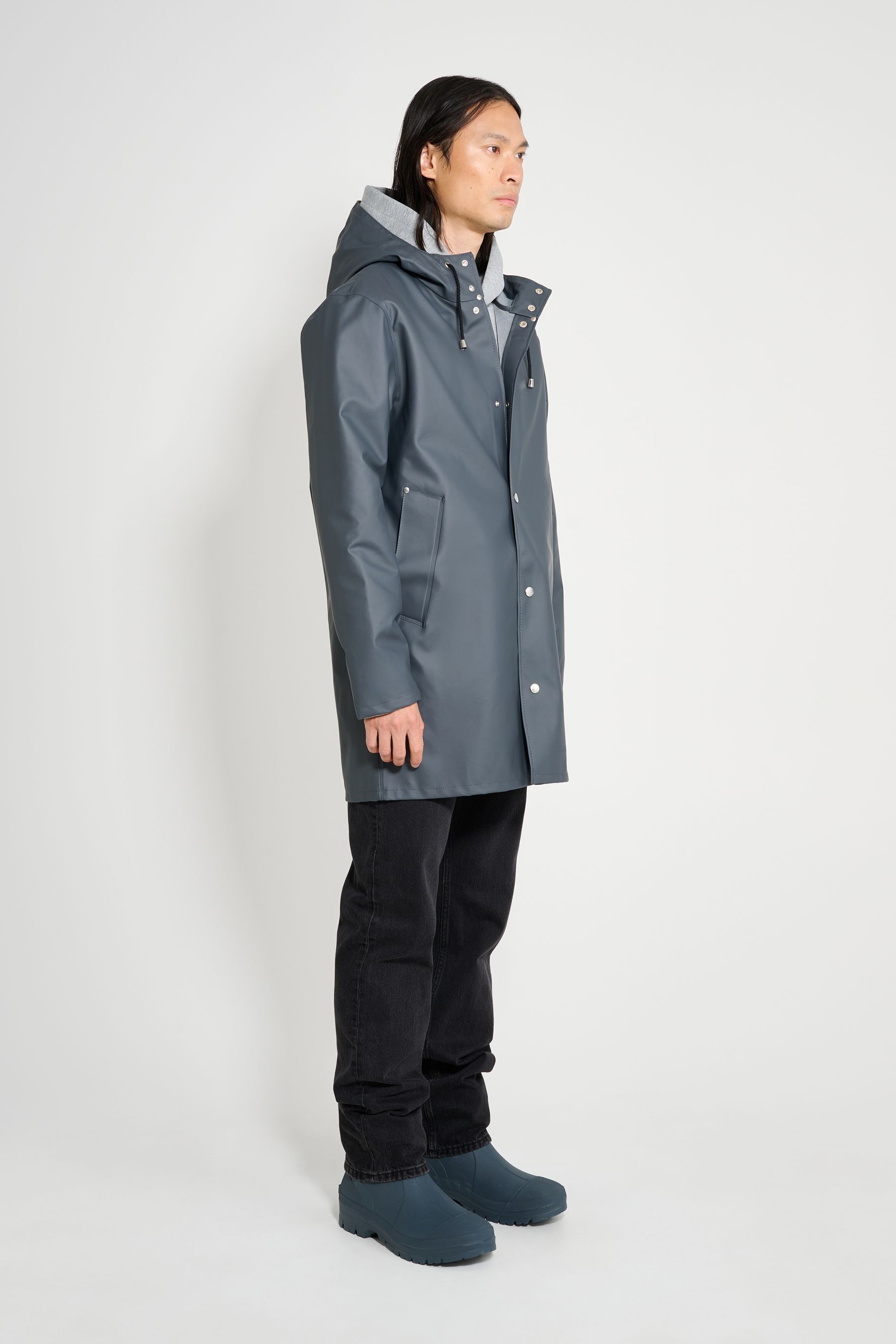 stutterheim stockholm lightweight raincoat charcoal men jackets raincoats
