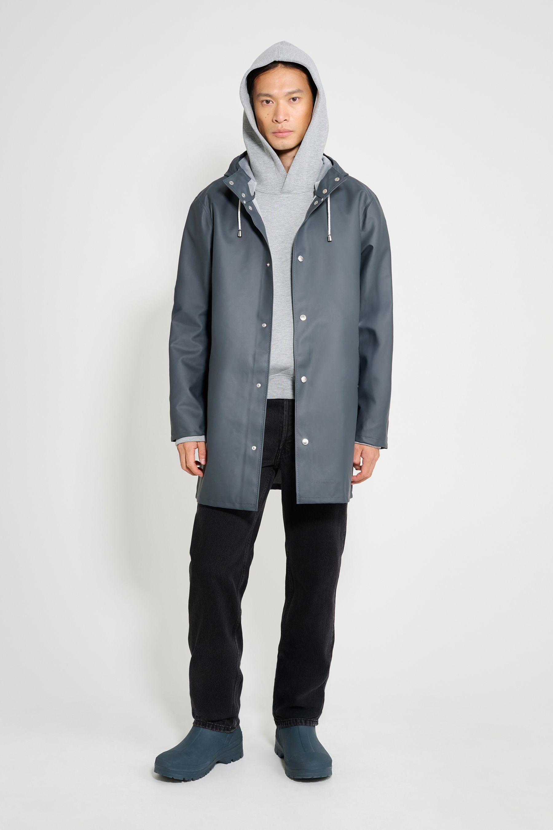 stutterheim stockholm lightweight raincoat charcoal men jackets raincoats