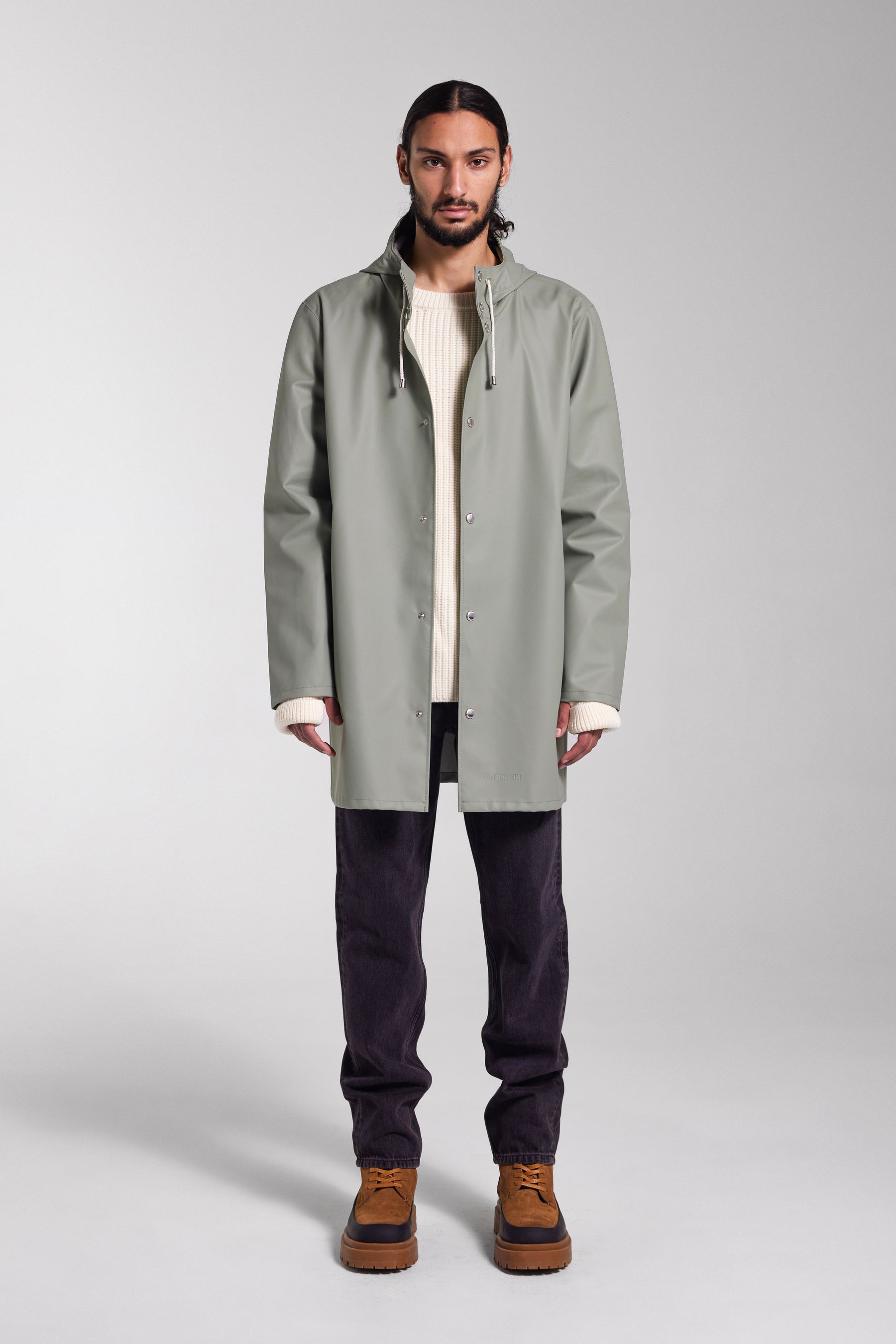 stutterheim stockholm lightweight raincoat khaki green men jackets raincoats