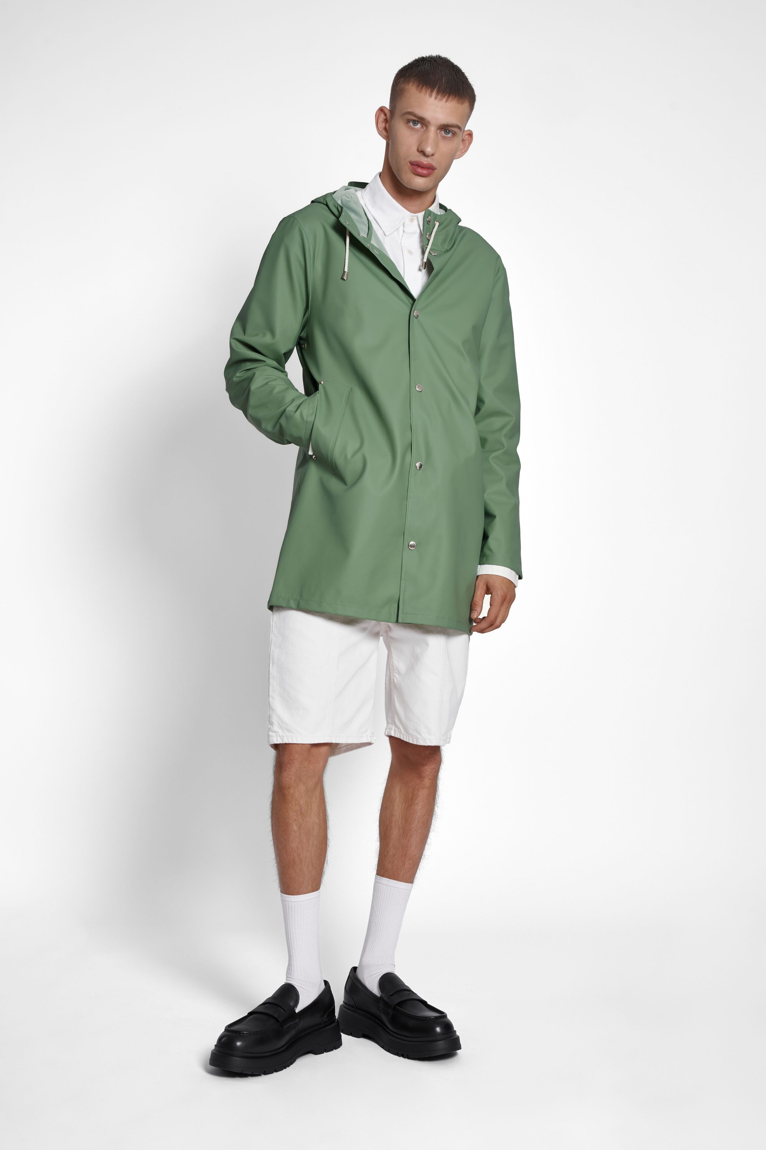 stutterheim stockholm lightweight raincoat loden green men jackets raincoats