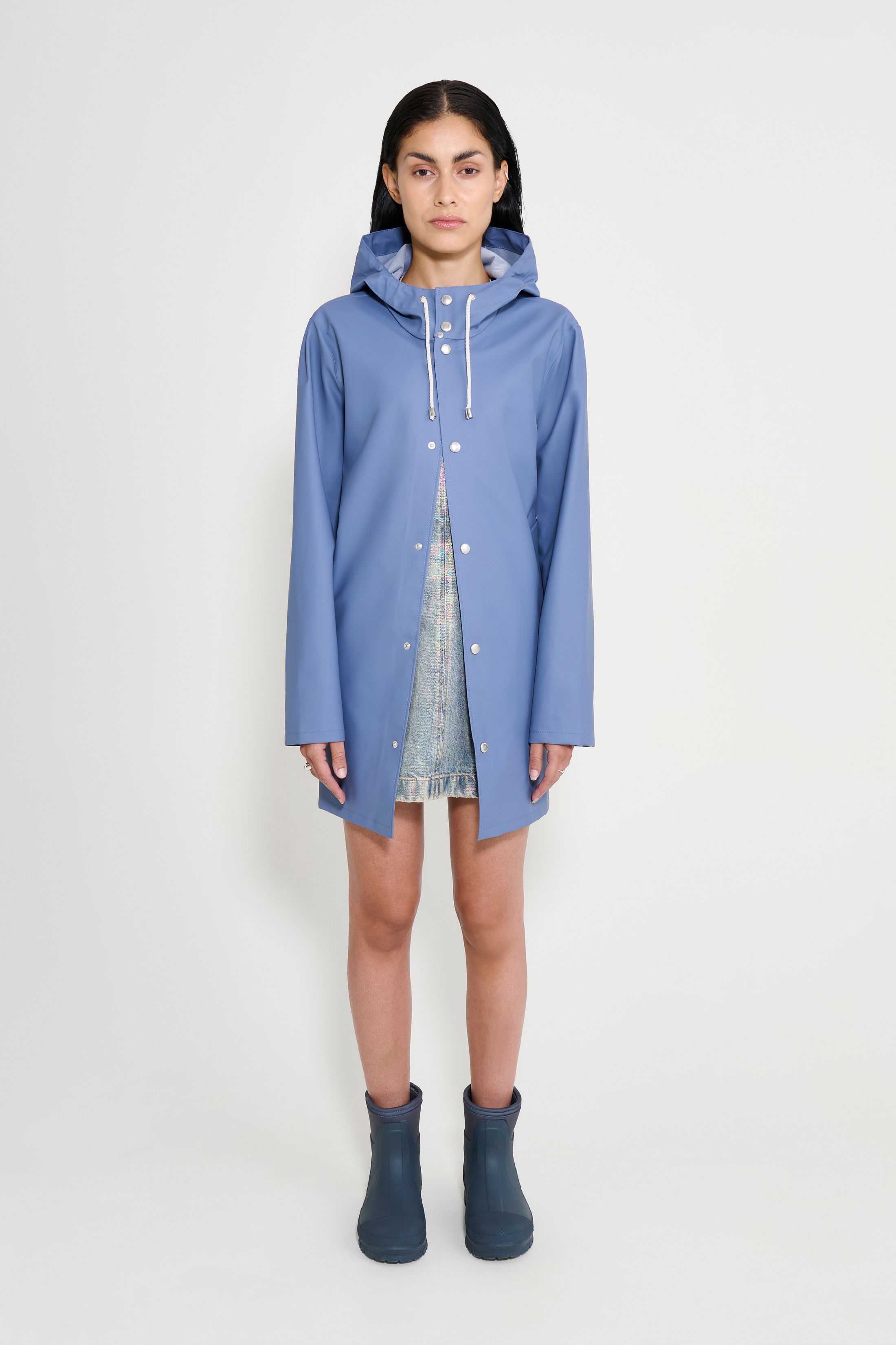 stutterheim stockholm lightweight raincoat ash blue women jackets raincoats