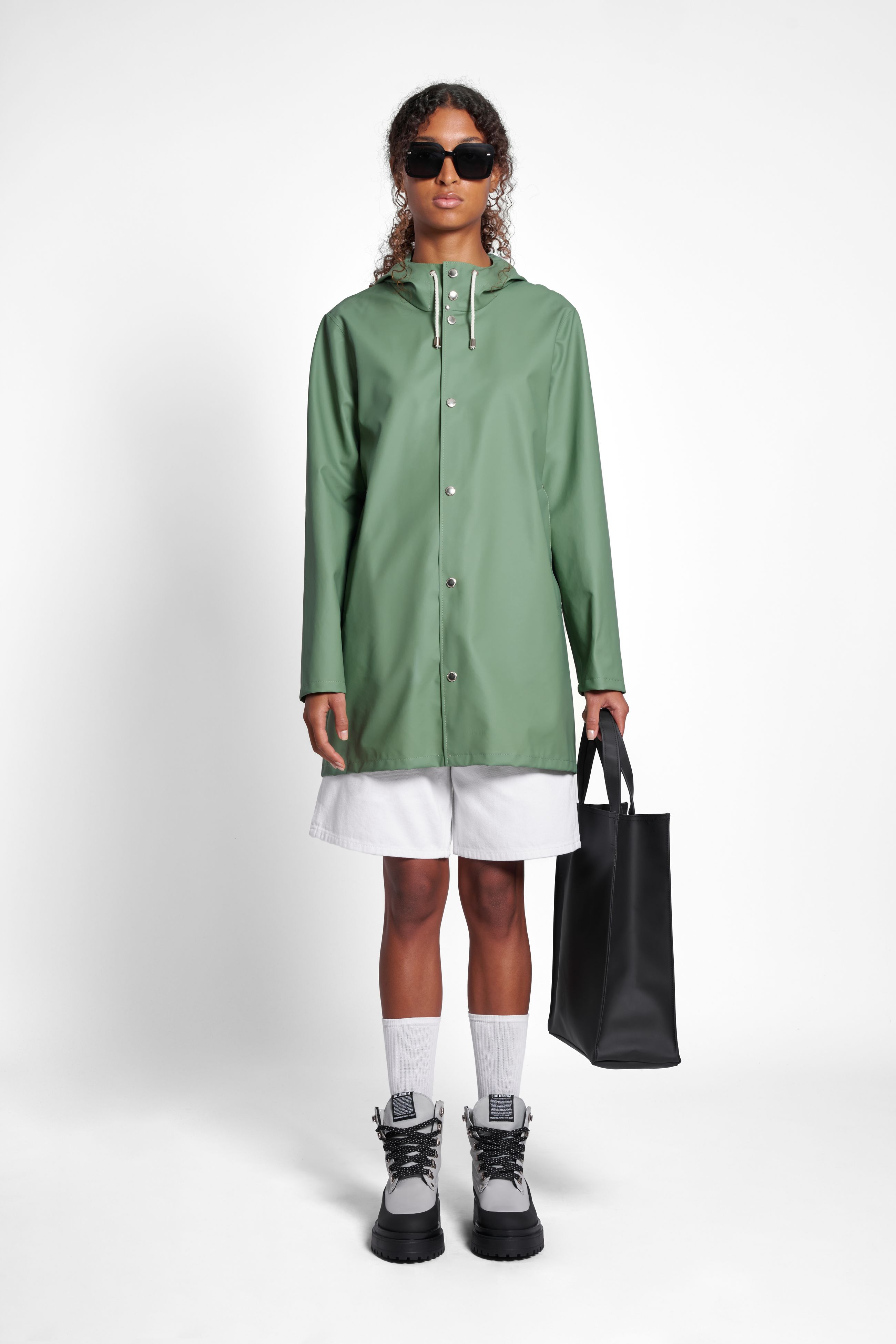 stutterheim stockholm lightweight raincoat loden green women jackets raincoats