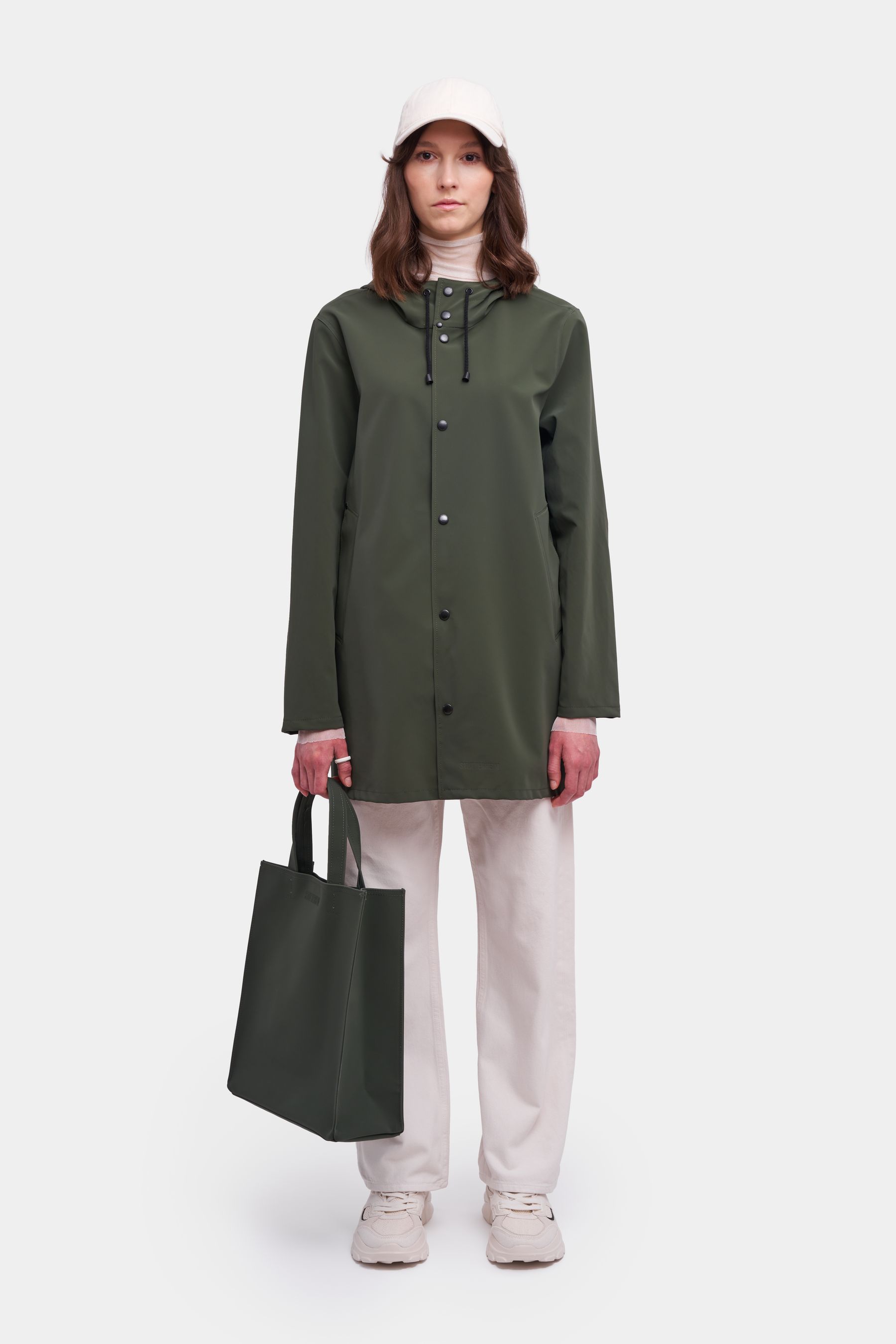 stutterheim stockholm lightweight matte raincoat dark green men jackets raincoats