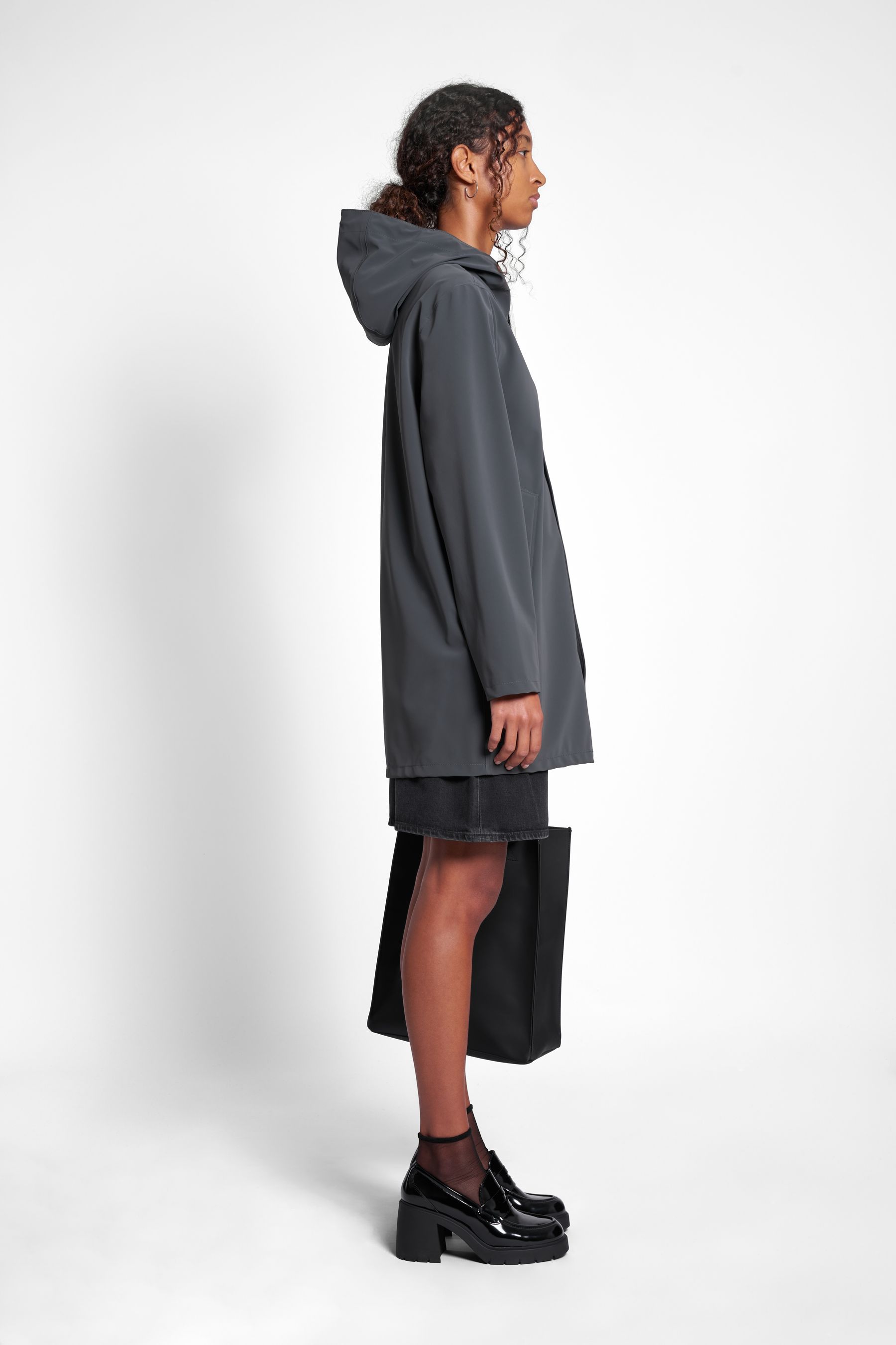 stutterheim stockholm lightweight matte raincoat charcoal women jackets raincoats