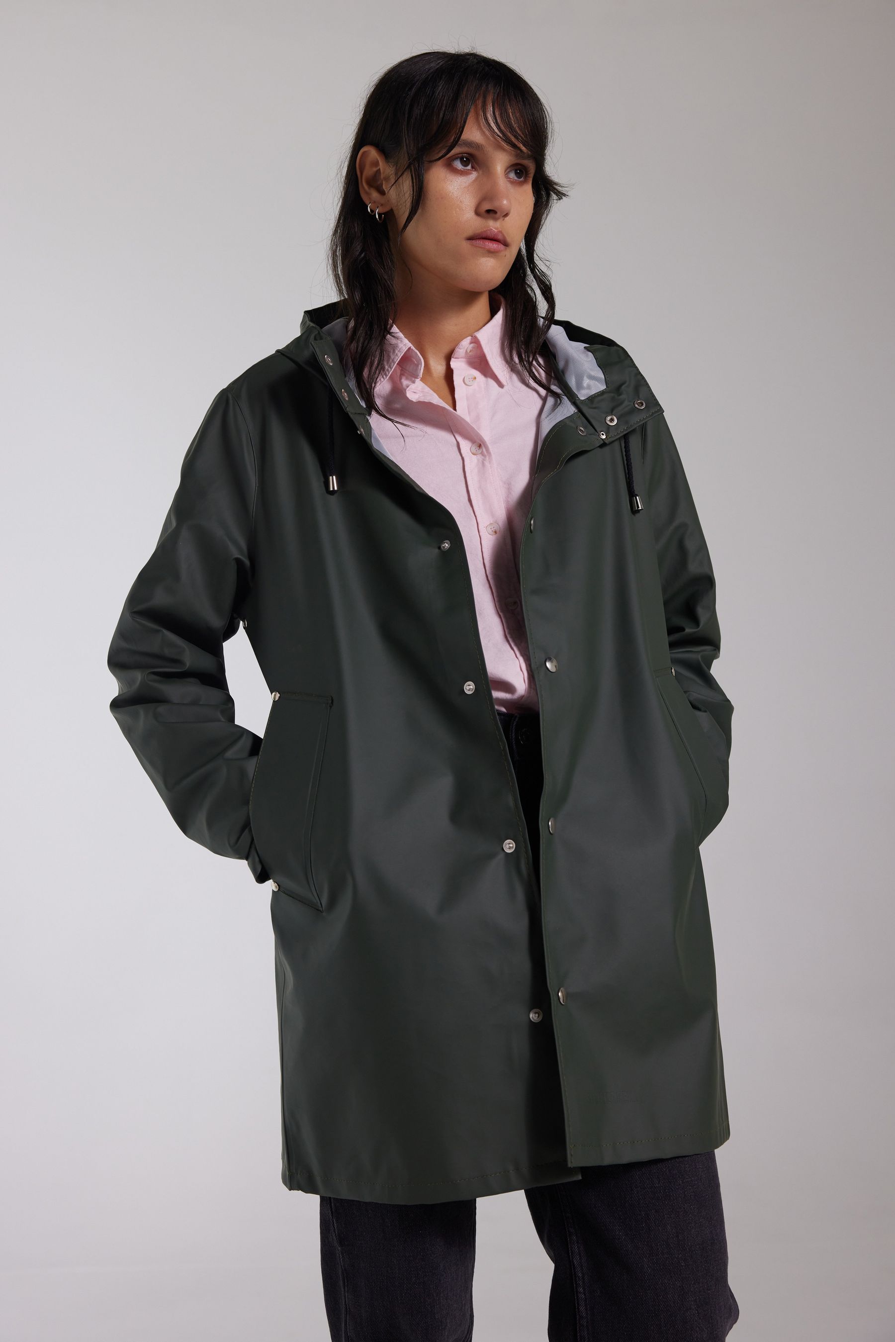 stutterheim stockholm lightweight raincoat green women jackets raincoats