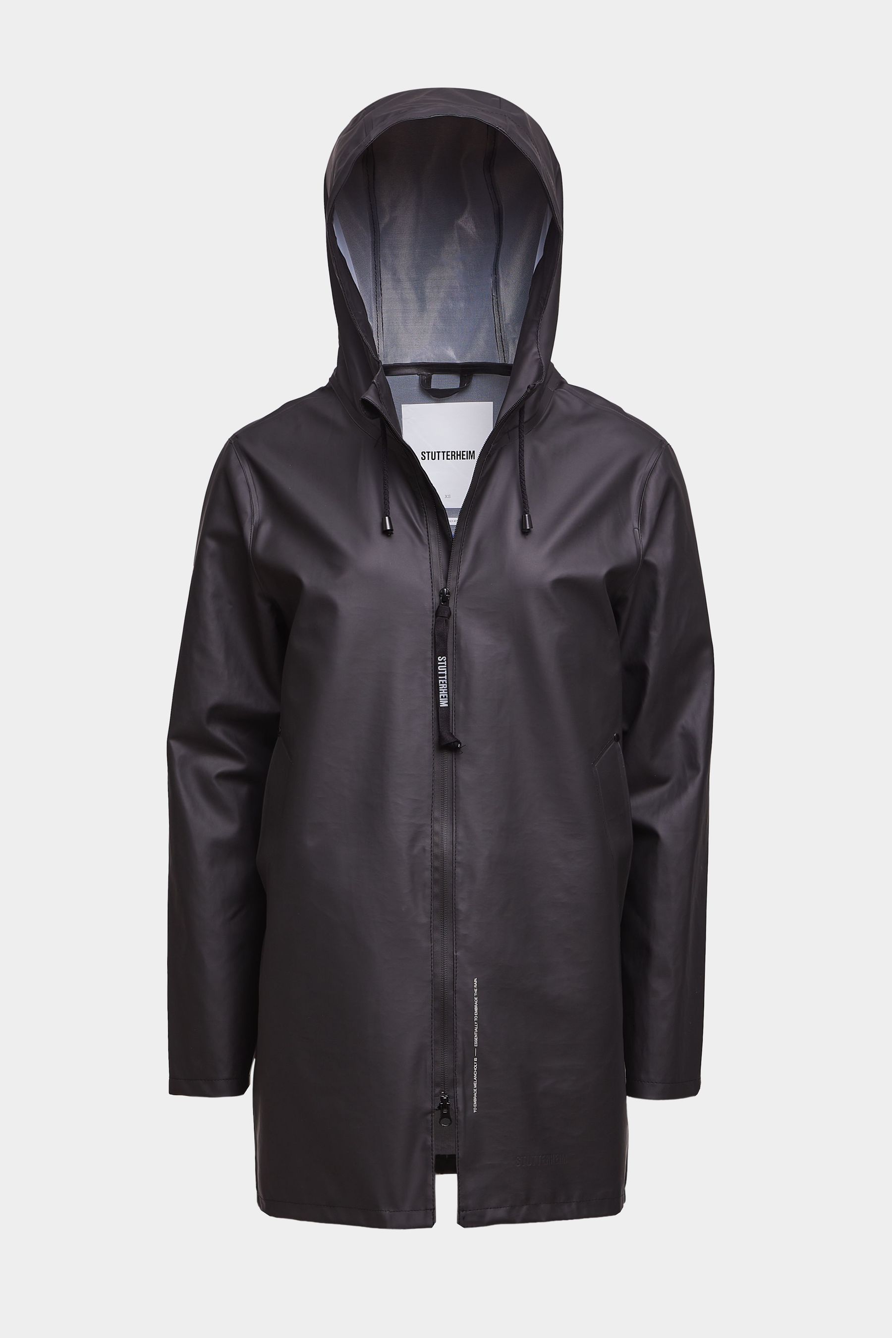 stutterheim stockholm lightwight zip raincoat black men jackets raincoats