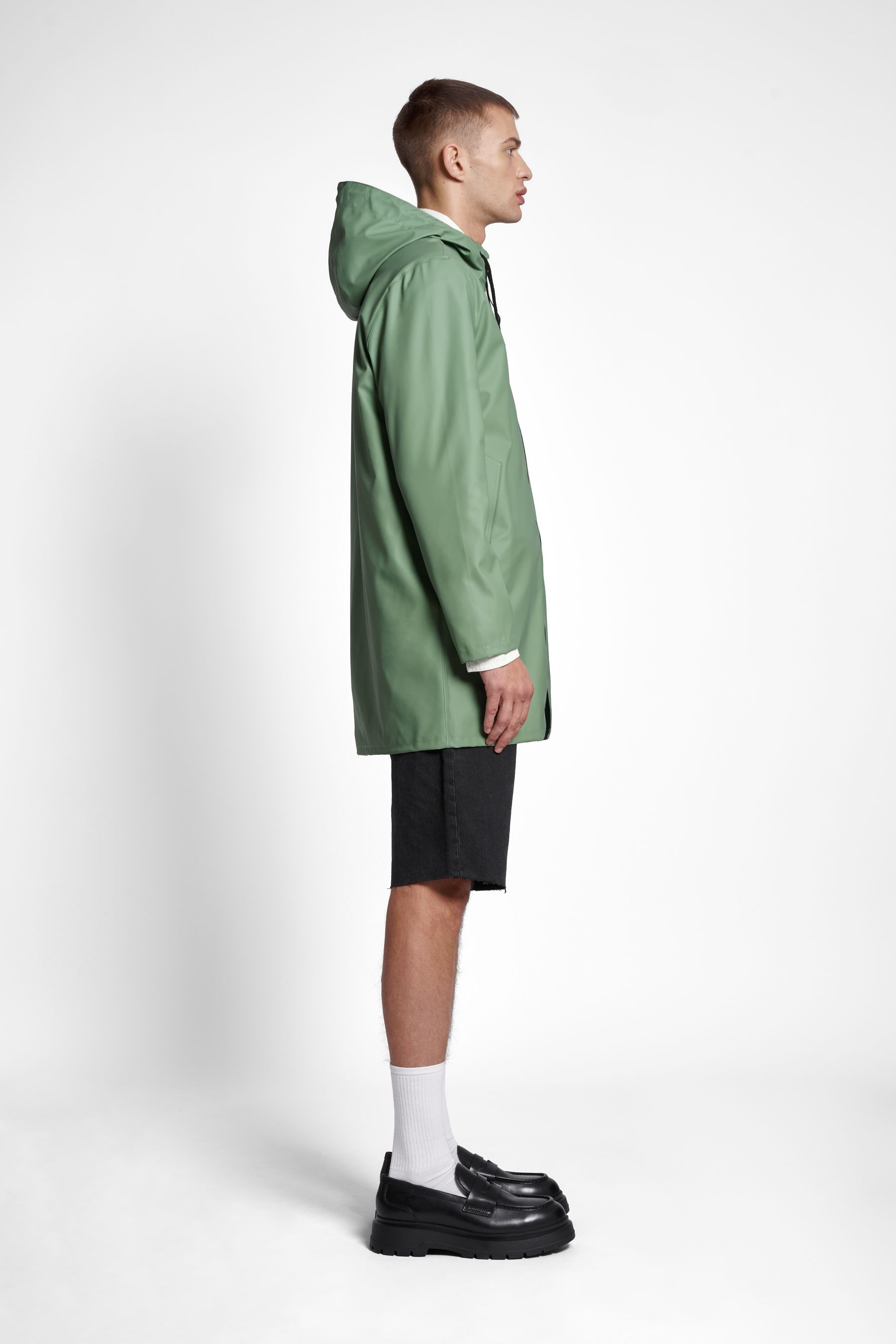 stutterheim stockholm lightweight zip raincoat loden green men jackets raincoats