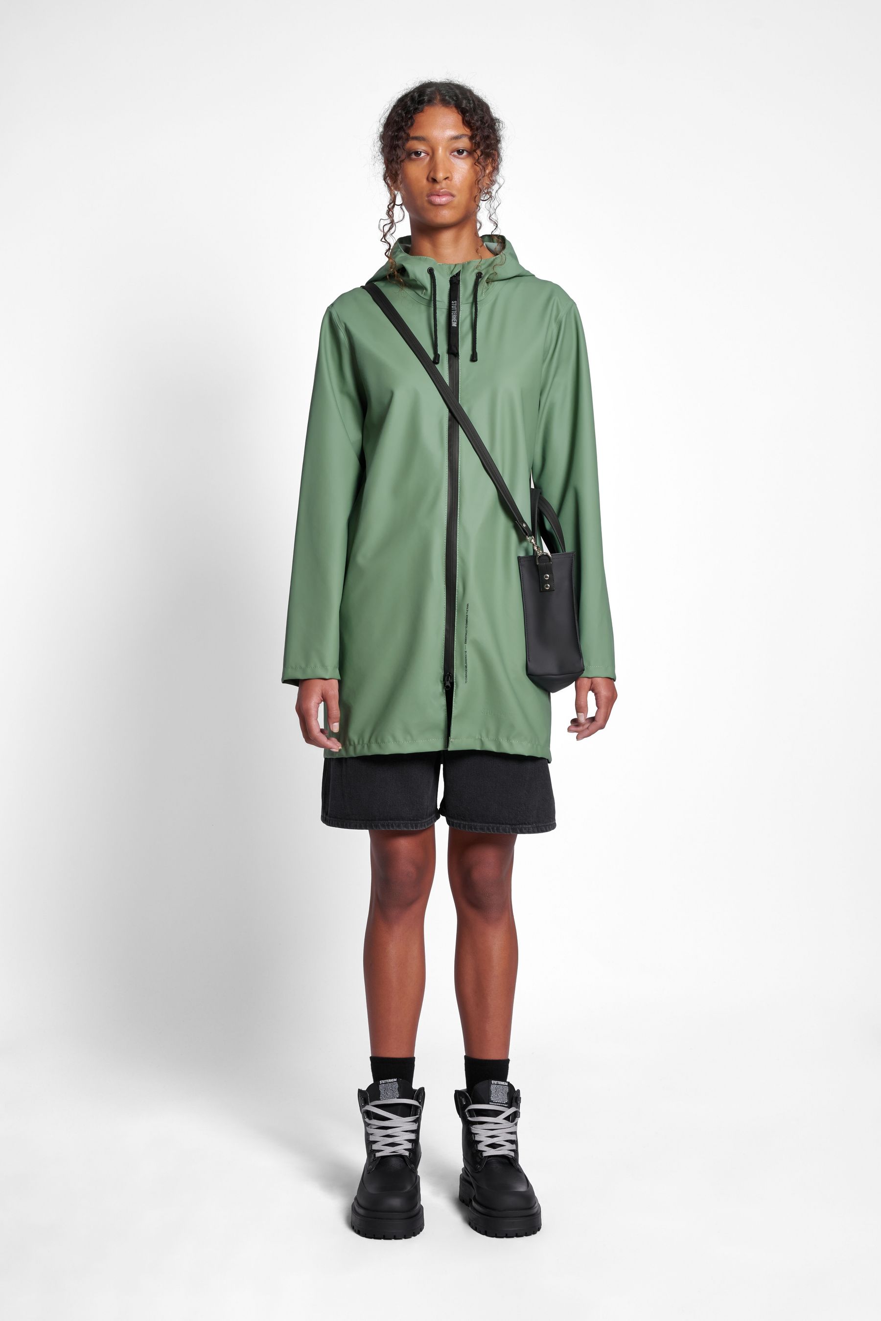 stutterheim stockholm lightweight zip raincoat loden green men jackets raincoats