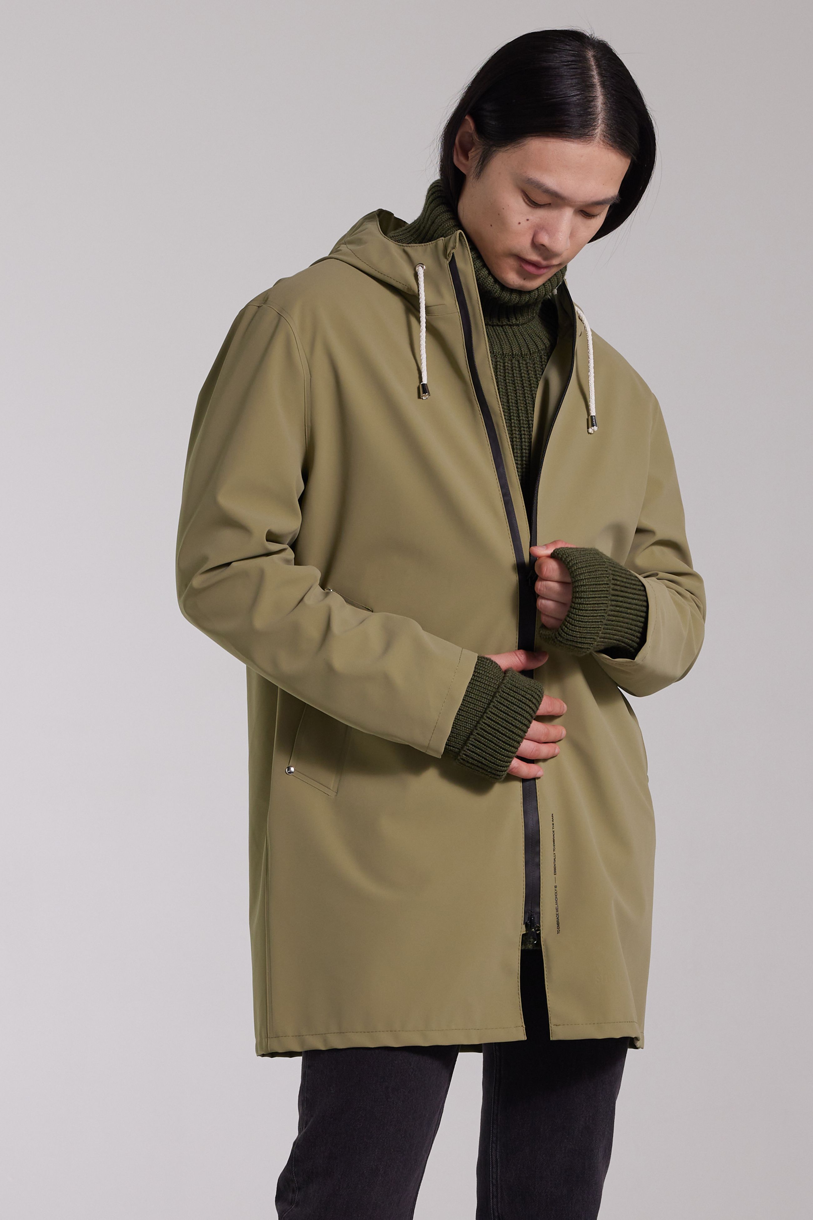 stutterheim stockholm lightweight zip matte raincoat aloe men jackets raincoats