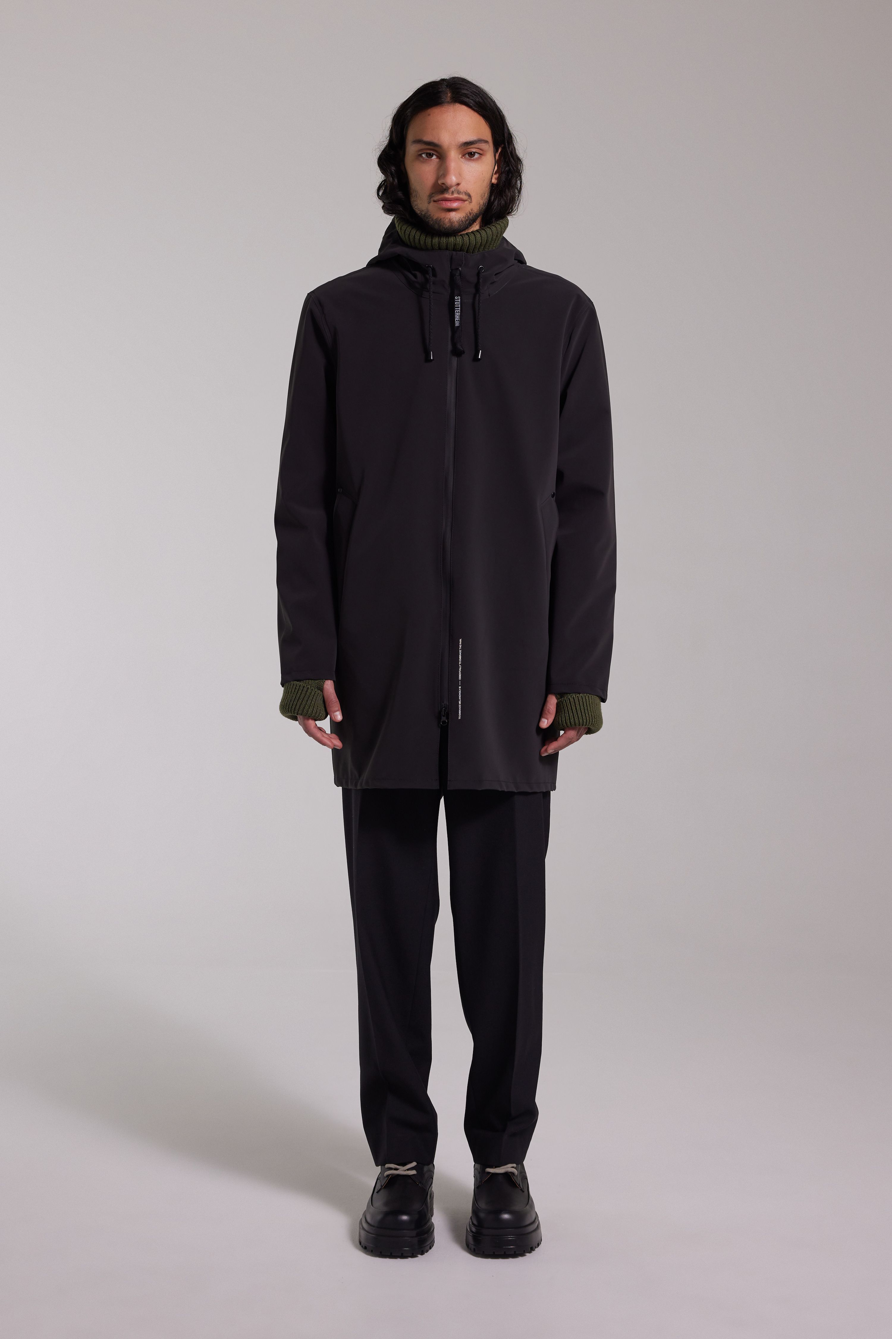 Stockholm Lightweight Matte Zip Raincoat Black | STUTTERHEIM US