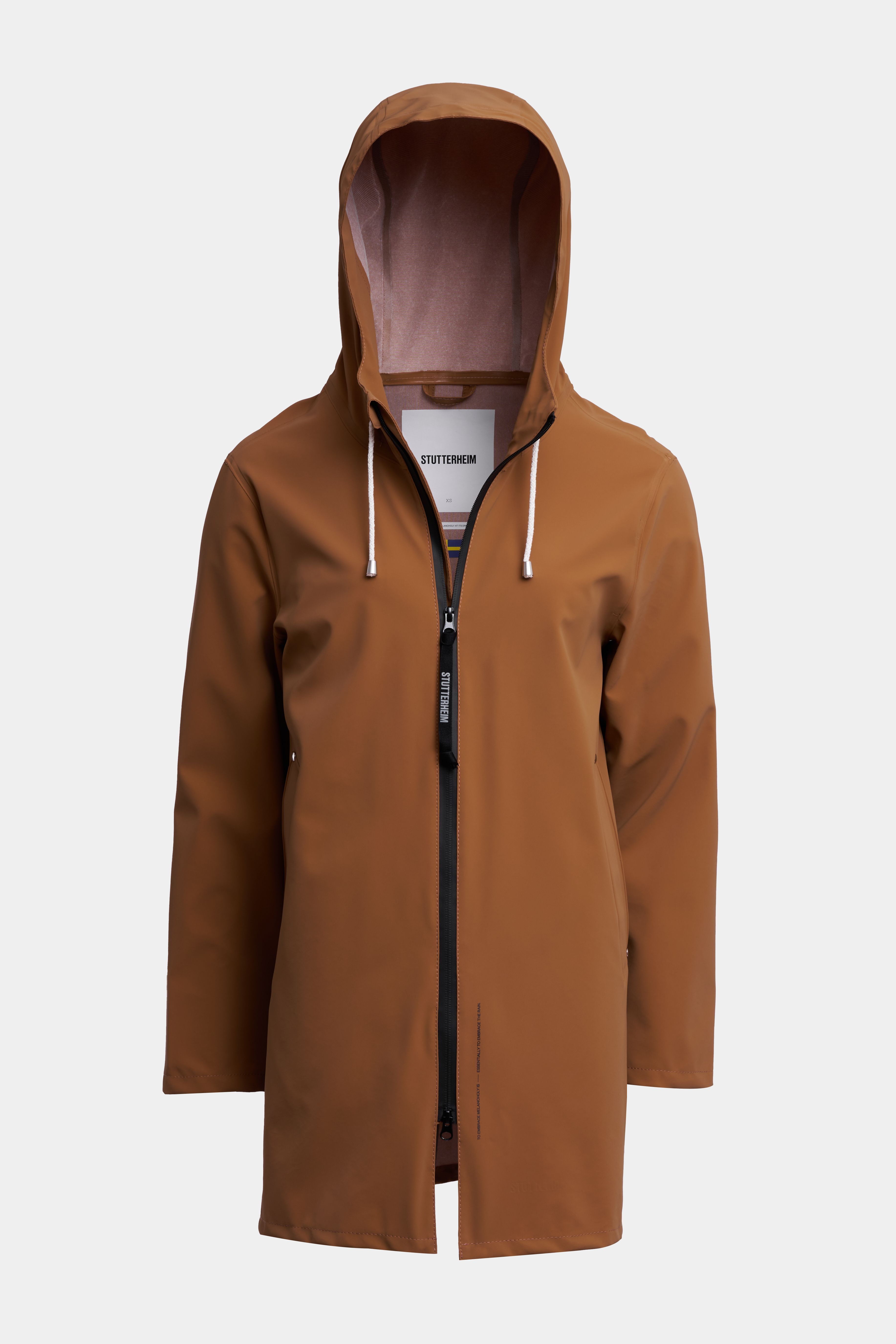 Stockholm Lightweight Zip Matte Raincoat Cognac STUTTERHEIM US