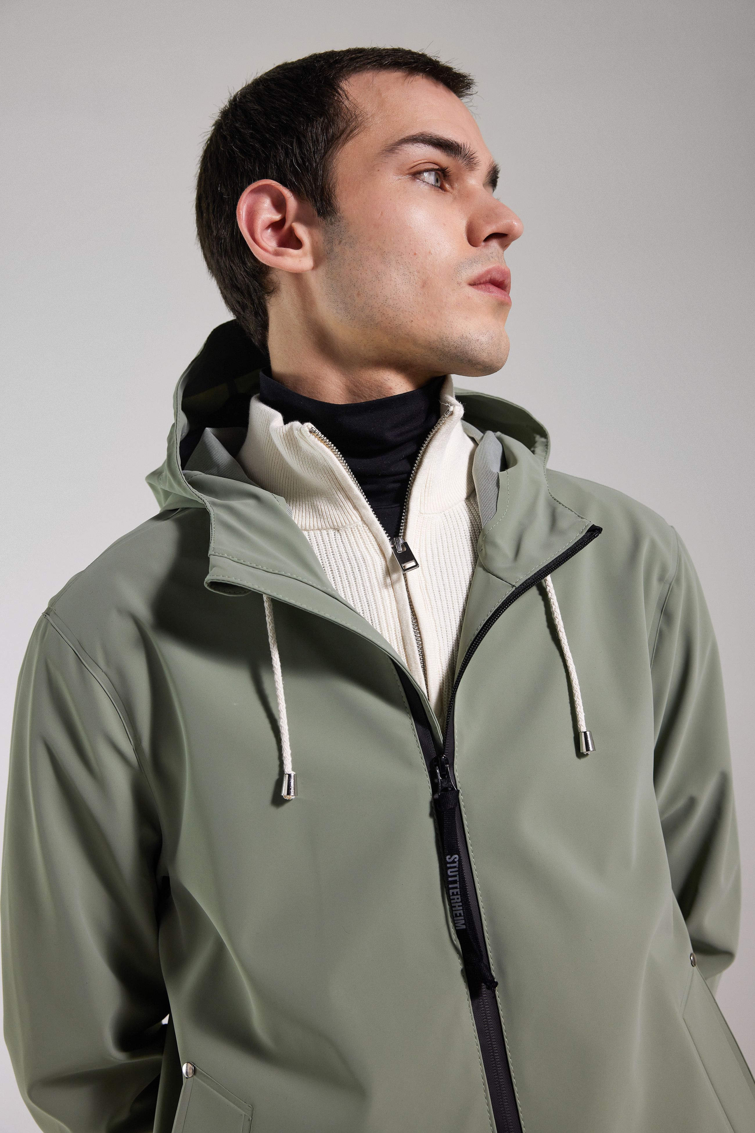 Stutterheim Stockholm Lightweight Zip Matte Raincoat In Comet
