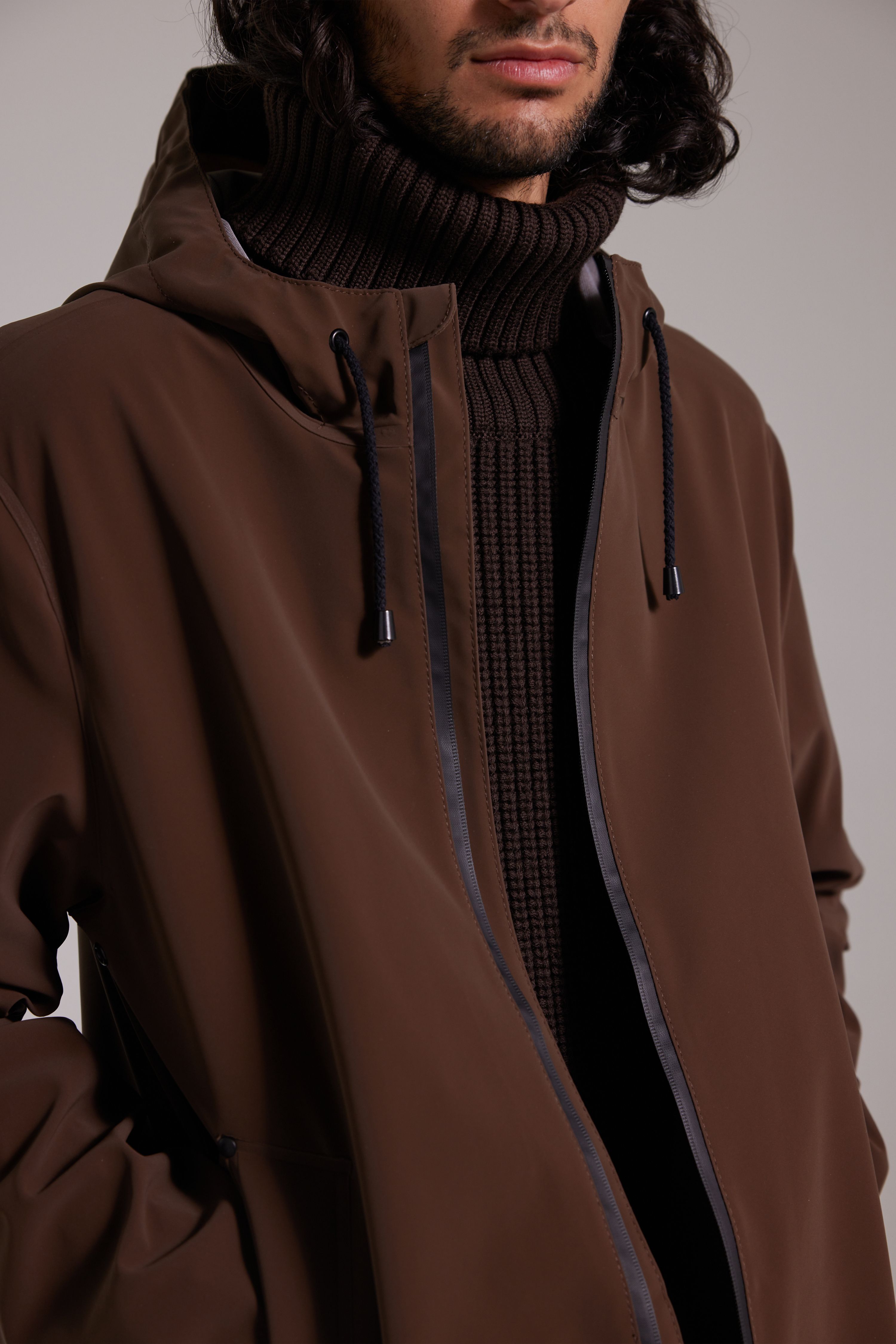 Stockholm Lightweight Matte Zip Raincoat Dark Brown | STUTTERHEIM US