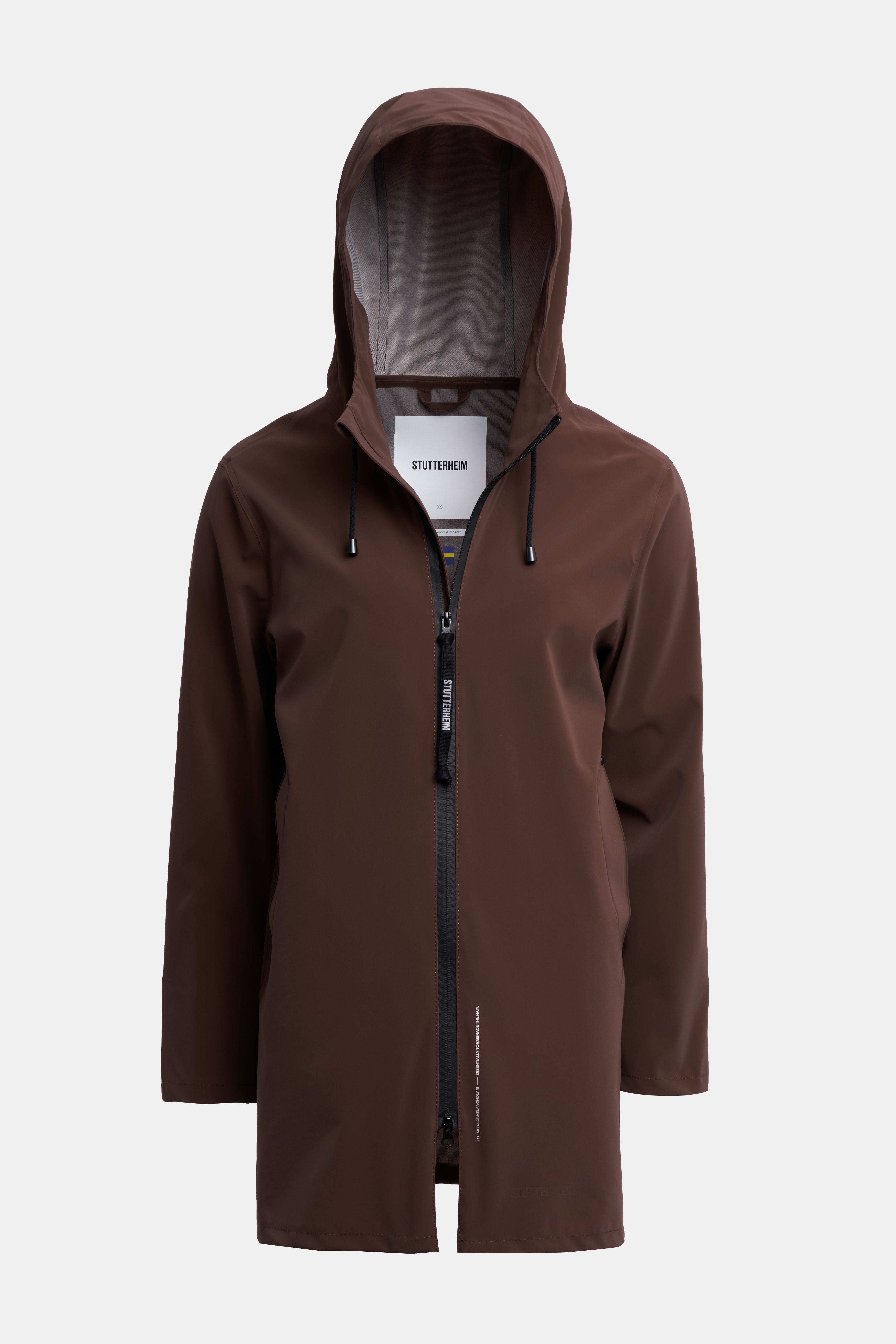 Stockholm Lightweight Matte Zip Raincoat Dark Brown