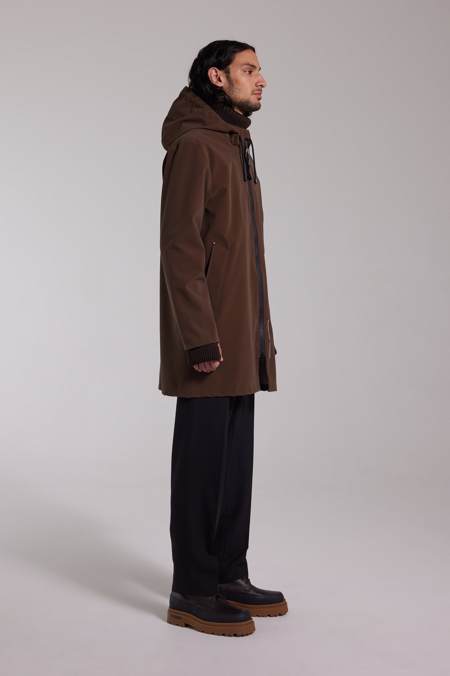 stutterheim stockholm lightweight matte zip raincoat dark brown men jackets raincoats