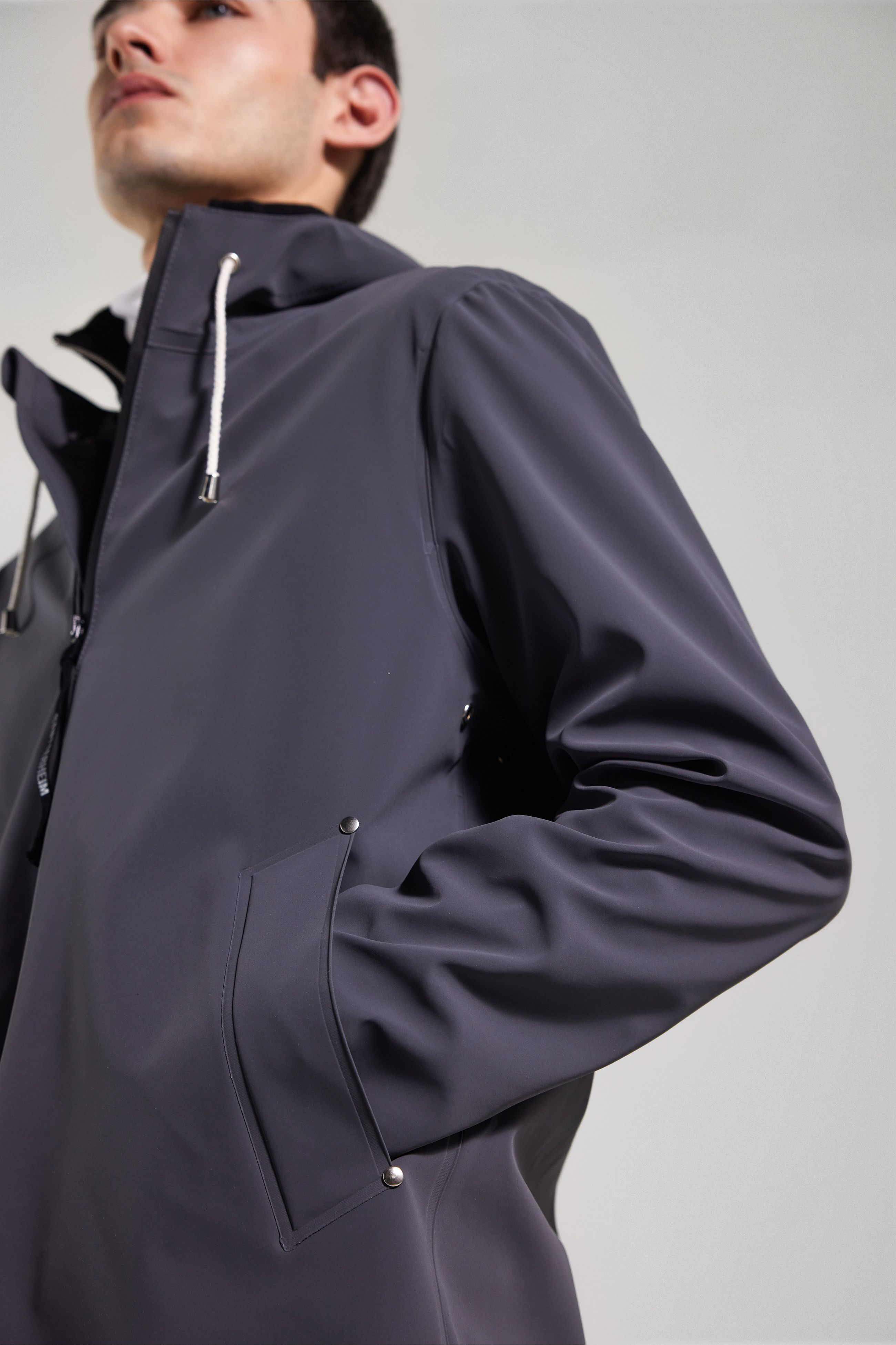 Stutterheim Stockholm Lightweight Zip Matte Raincoat In Black