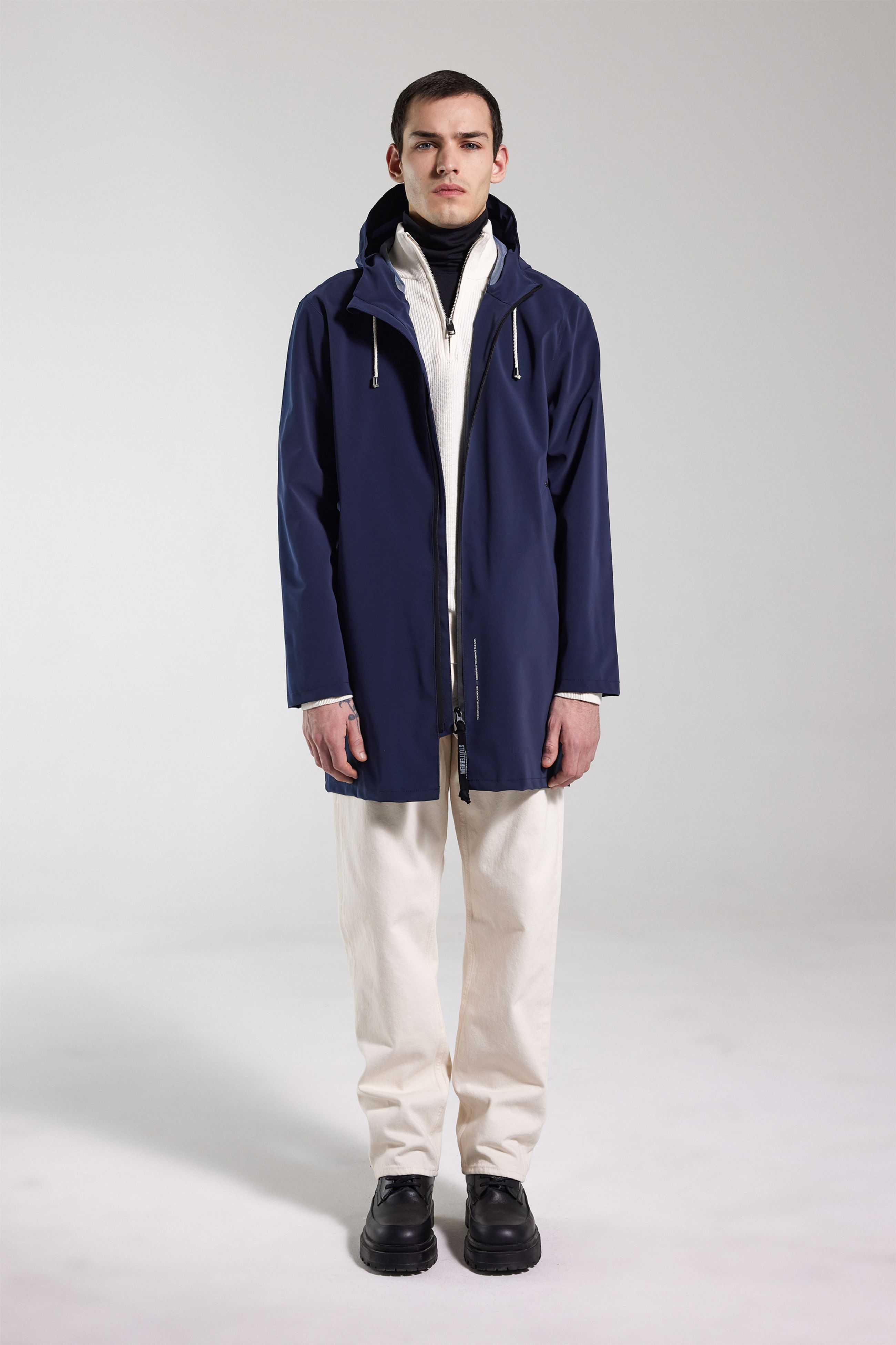 stutterheim stockholm lightweight zip matte raincoat navy men jackets raincoats