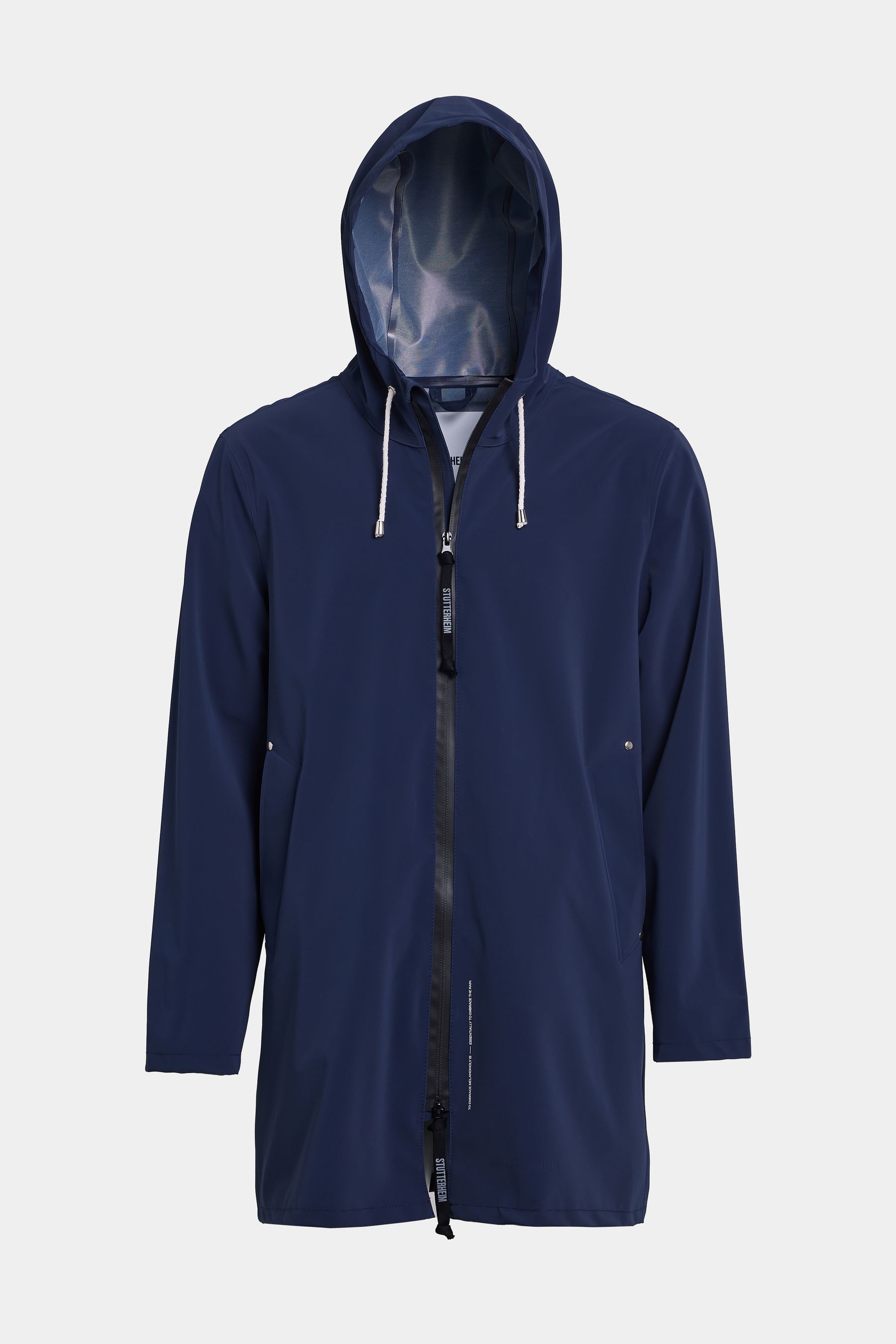 stutterheim stockholm lightweight zip matte raincoat navy men jackets raincoats