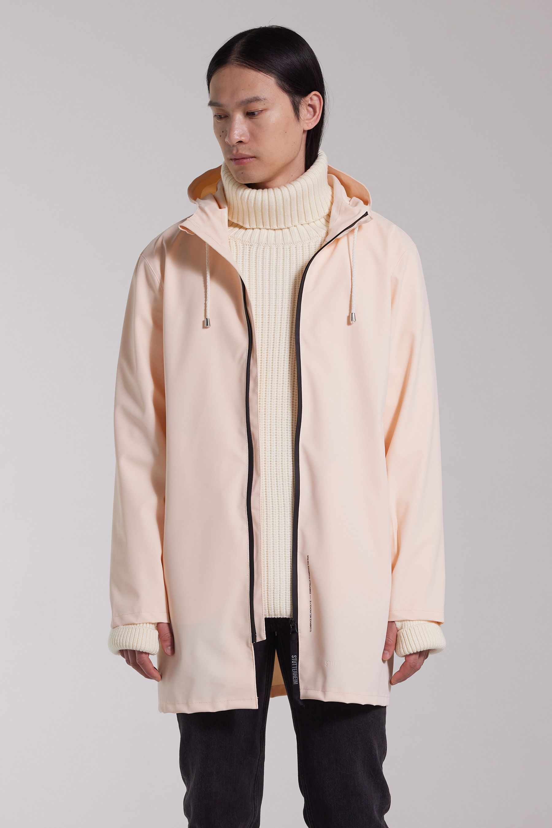 stutterheim stockholm lightweight zip matte raincoat peach men jackets raincoats