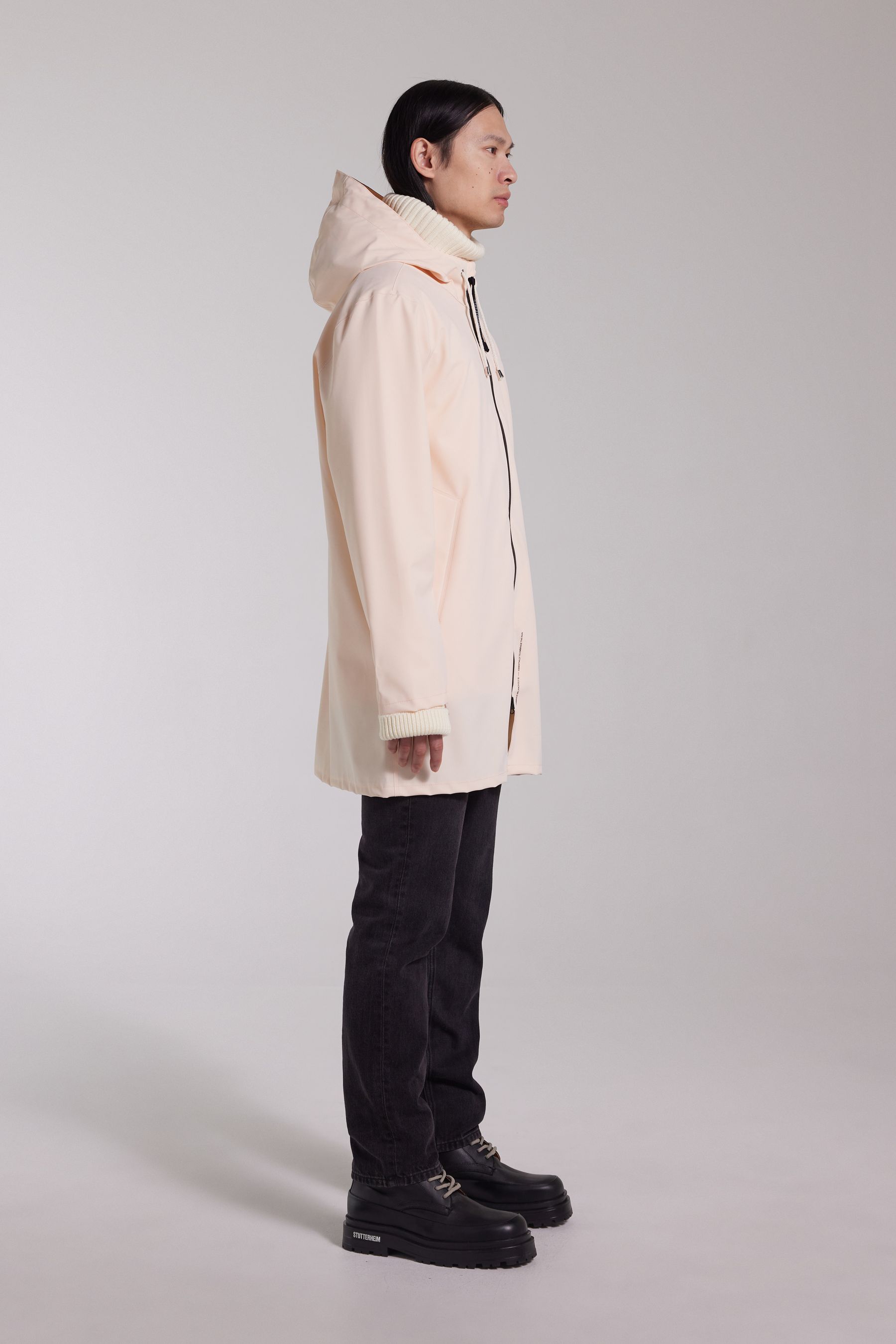 stutterheim stockholm lightweight zip matte raincoat peach men jackets raincoats