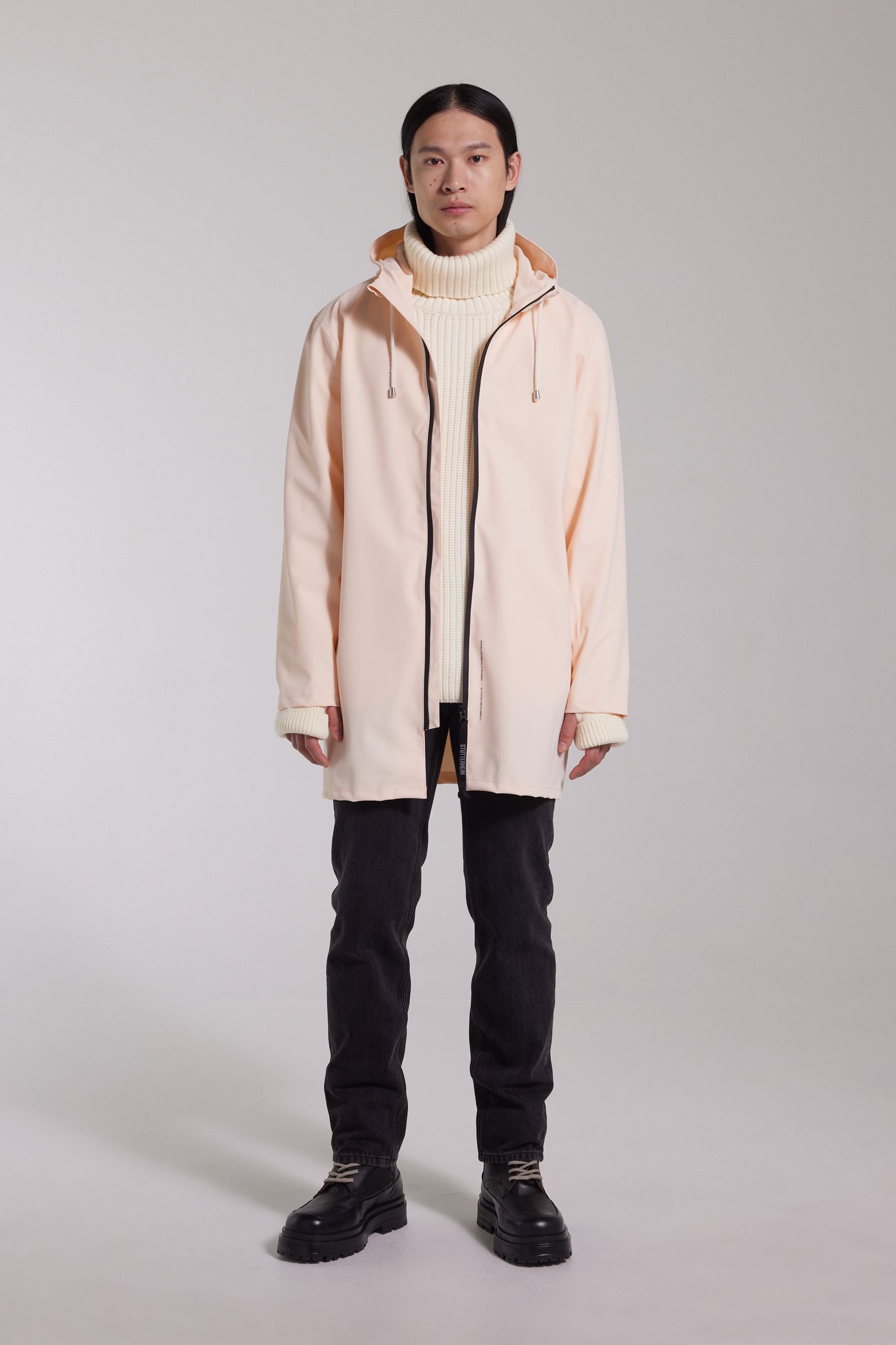 stutterheim stockholm lightweight zip matte raincoat peach men jackets raincoats