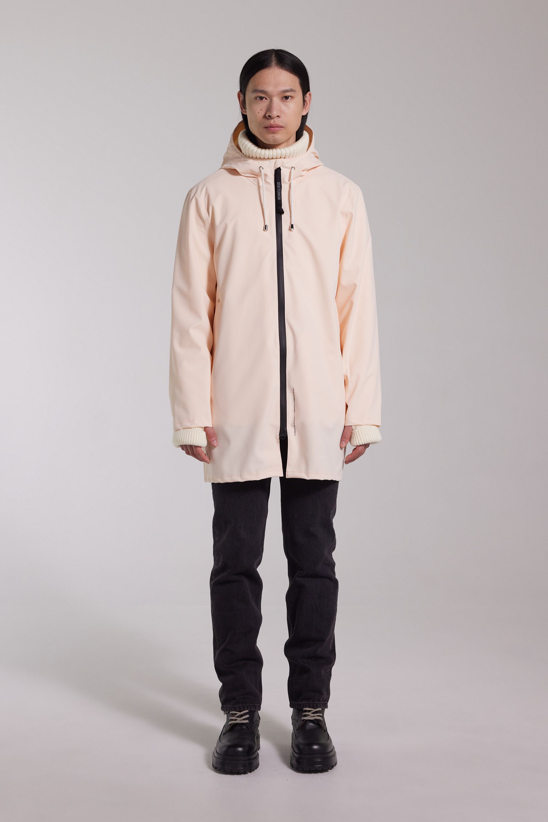 stutterheim stockholm lightweight zip matte raincoat peach men jackets raincoats