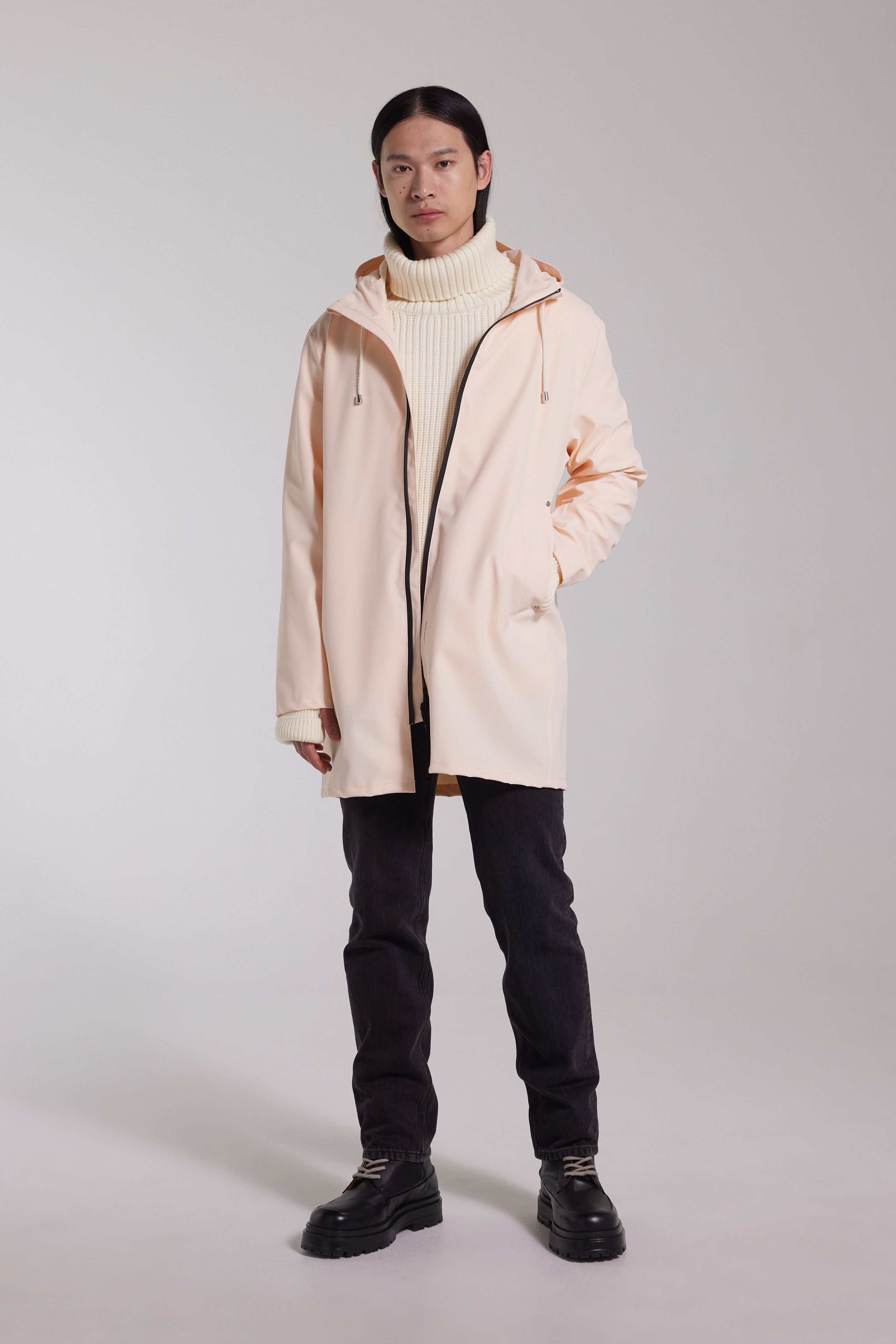 stutterheim stockholm lightweight zip matte raincoat peach men jackets raincoats