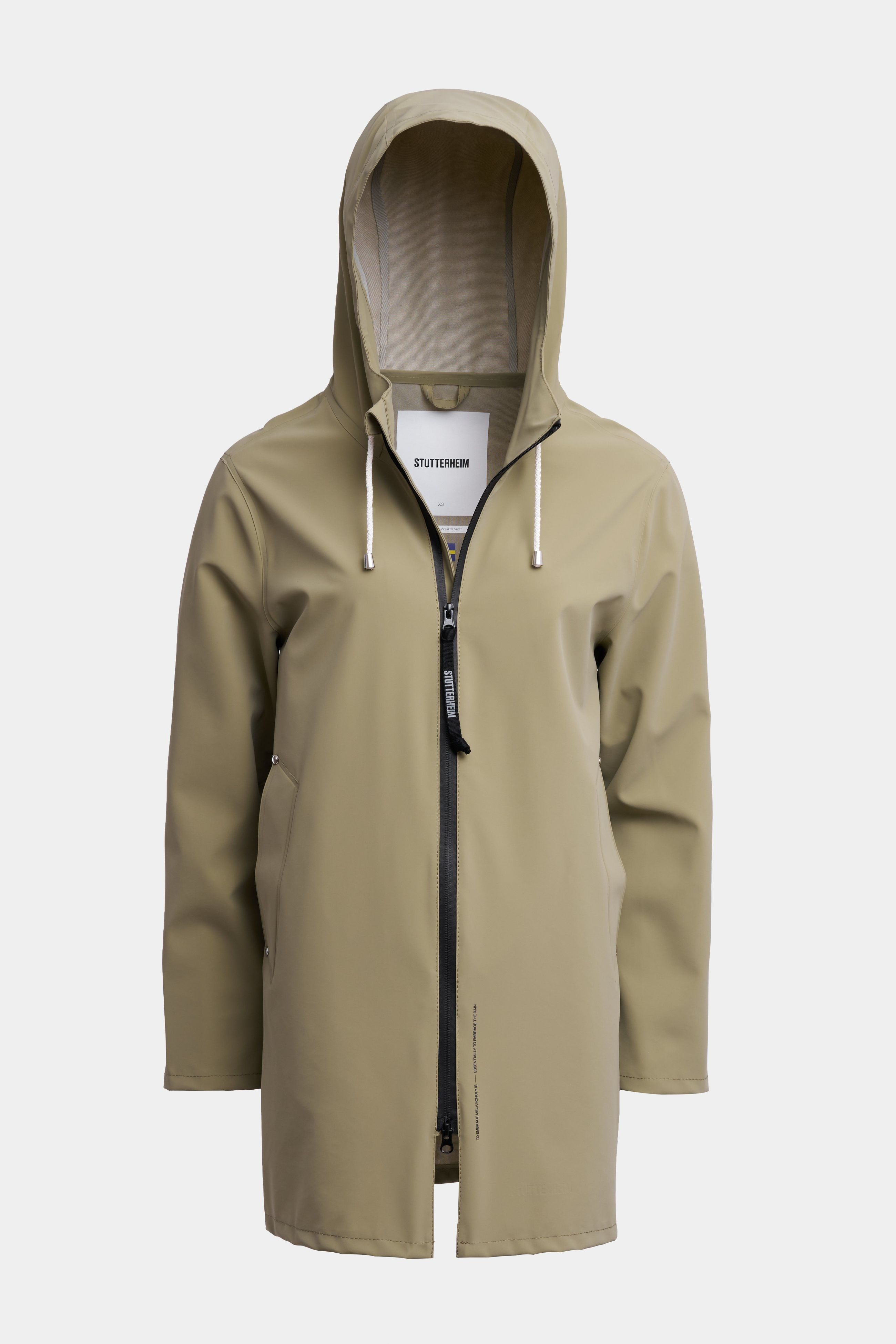 stutterheim stockholm lightweight zip matte raincoat aloe women jackets raincoats