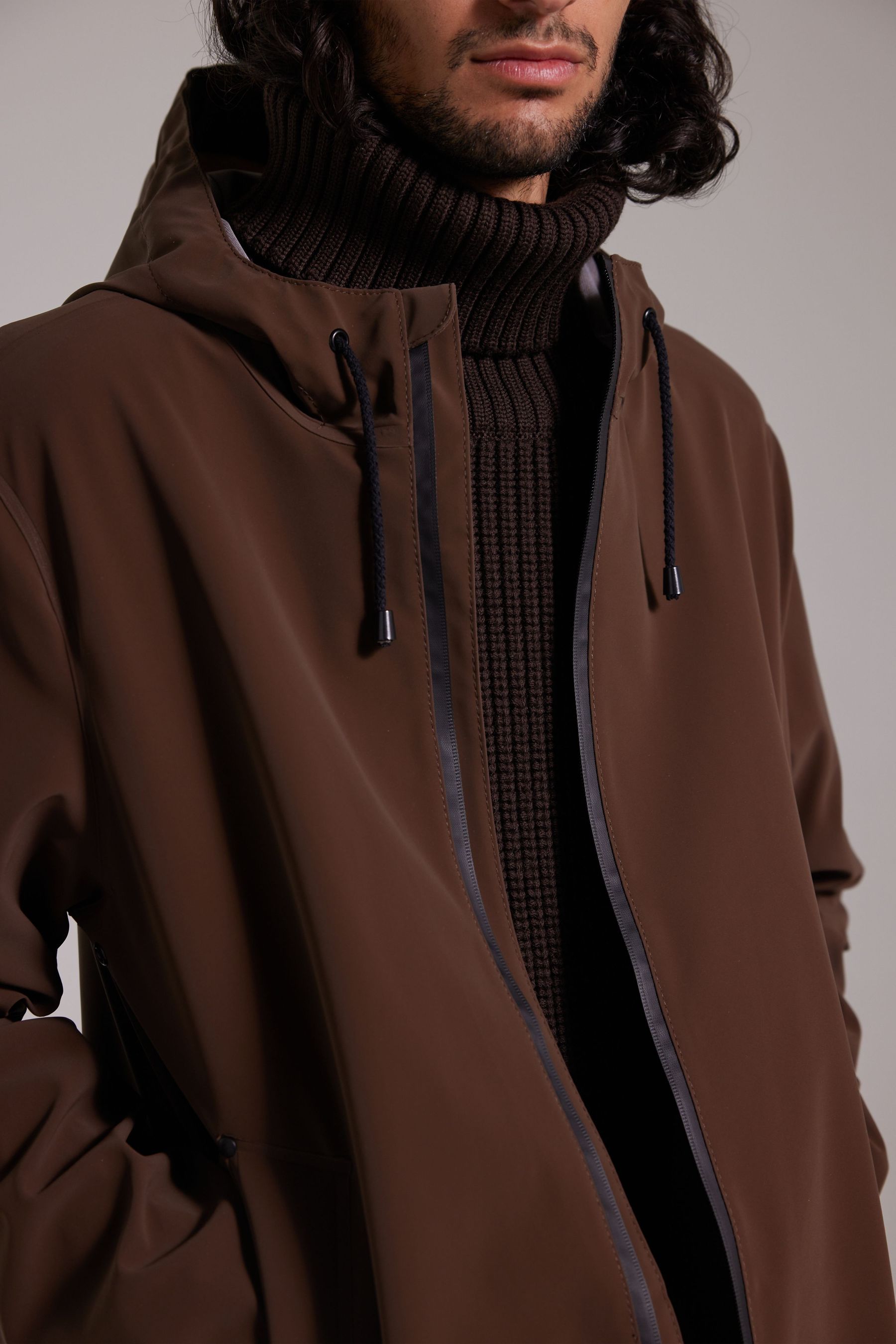 stutterheim stockholm lightweight zip matte raincoat dark brown women jackets raincoats